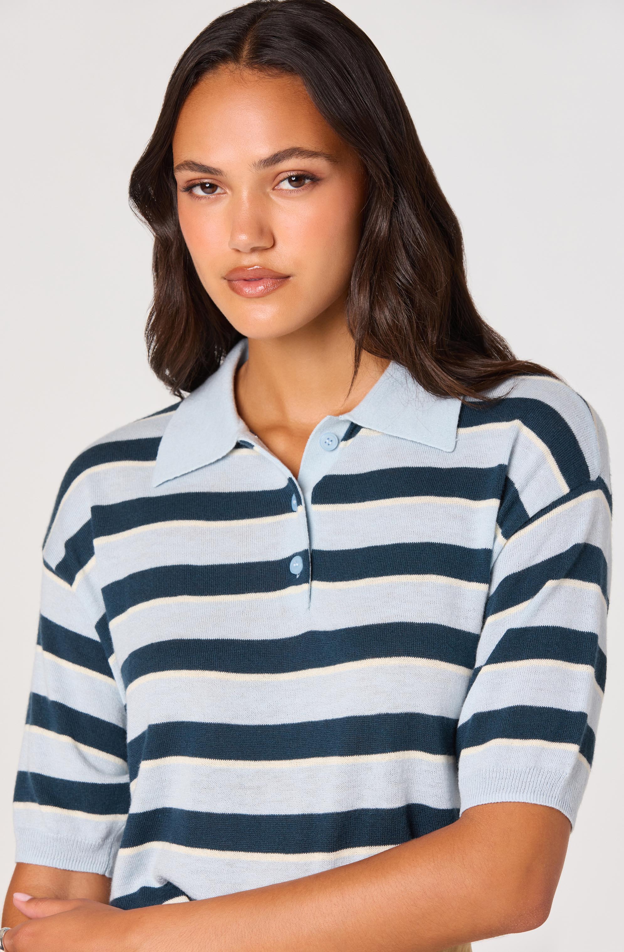 Scottie Striped Knit Polo Sweater