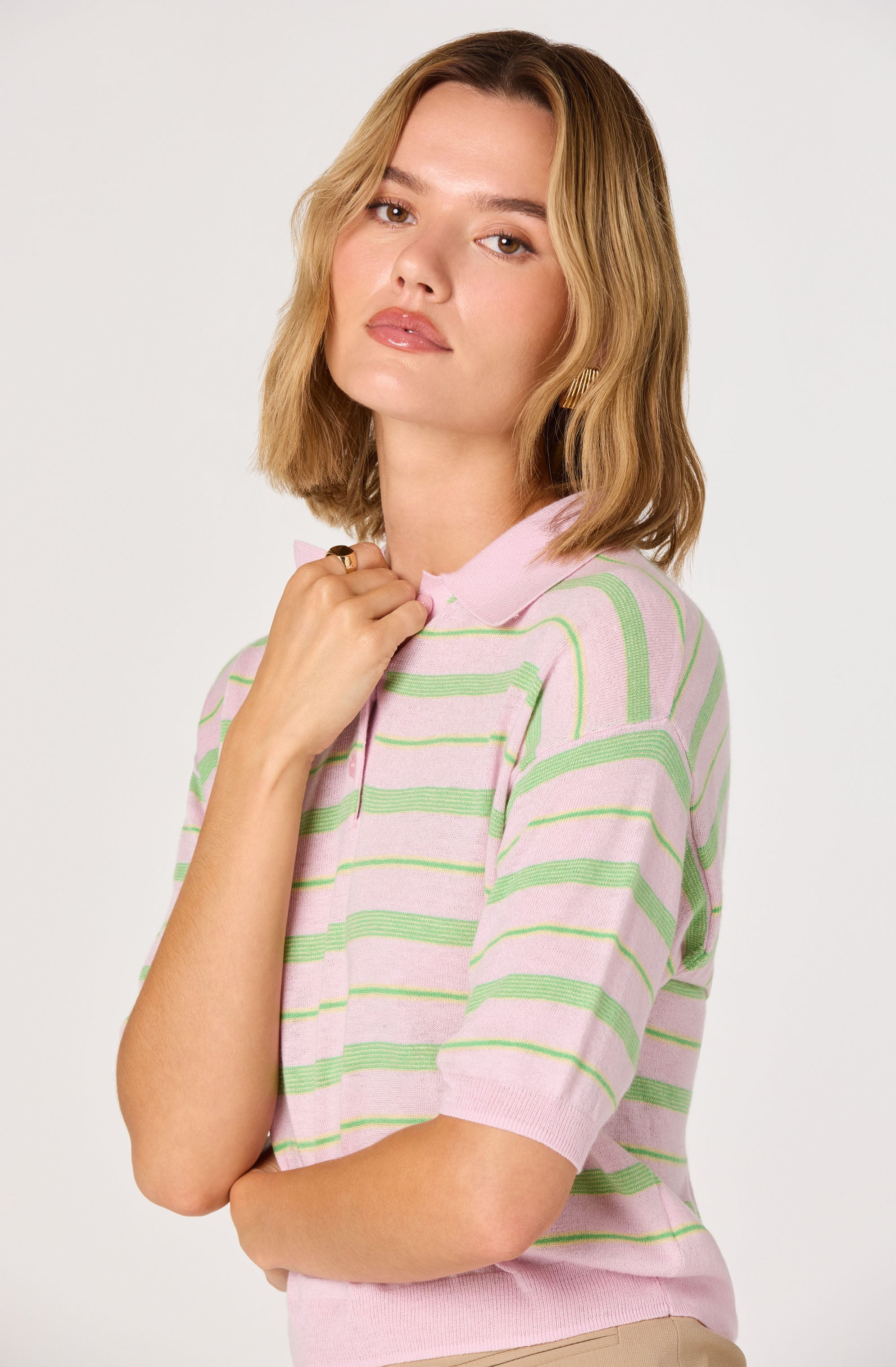 Scottie Striped Knit Polo Sweater