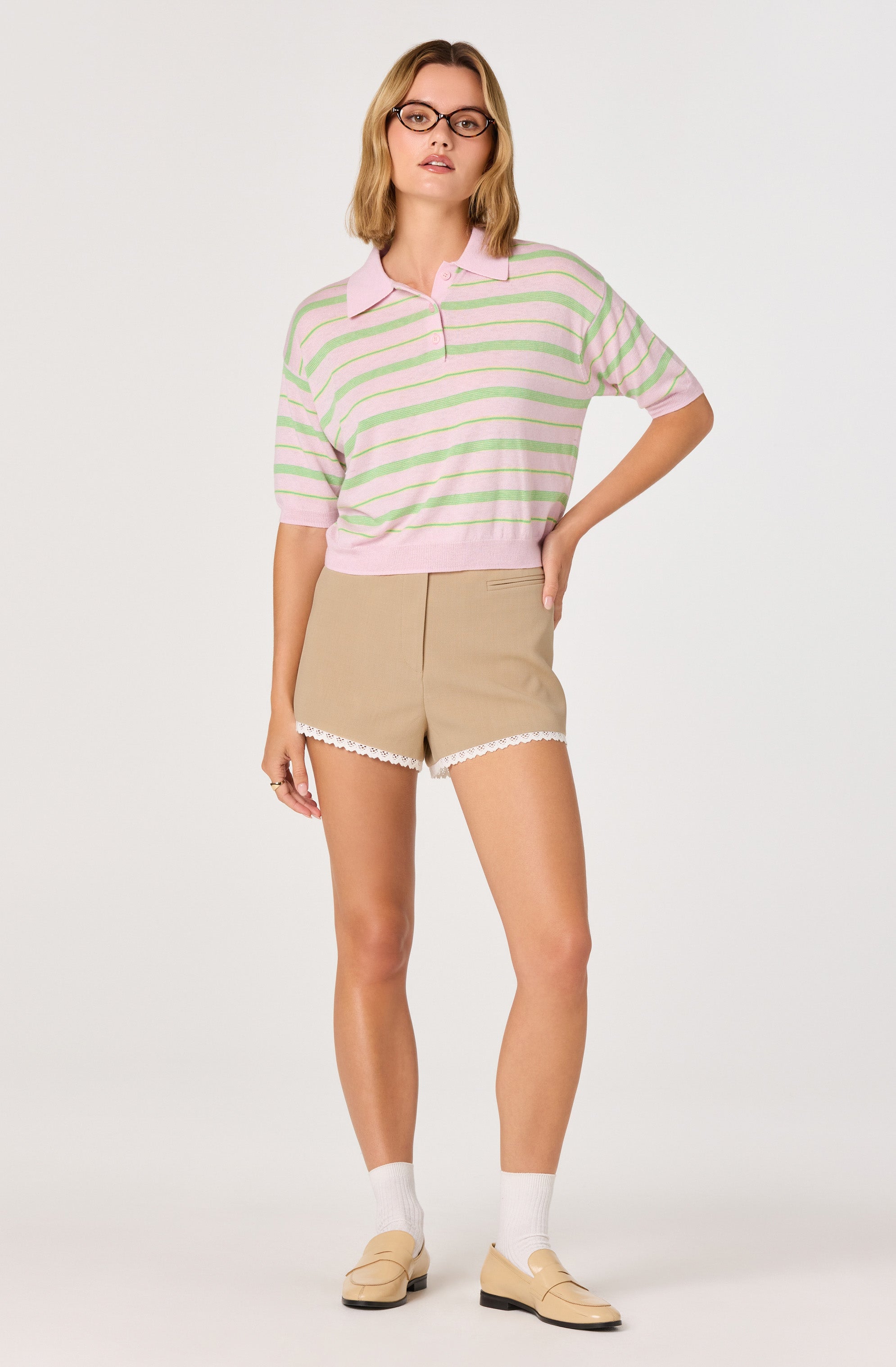 Scottie Striped Knit Polo Sweater