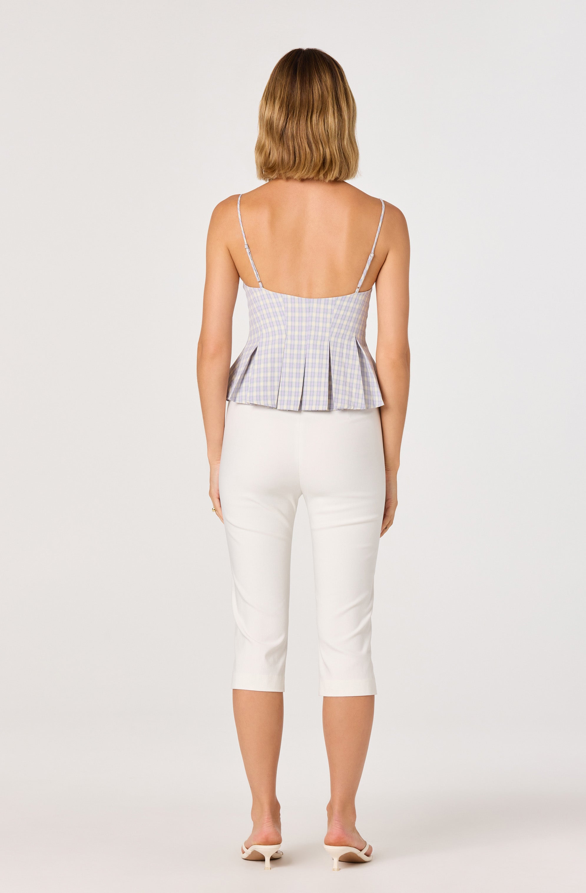 Lesly Gingham Pleated Bustier Top