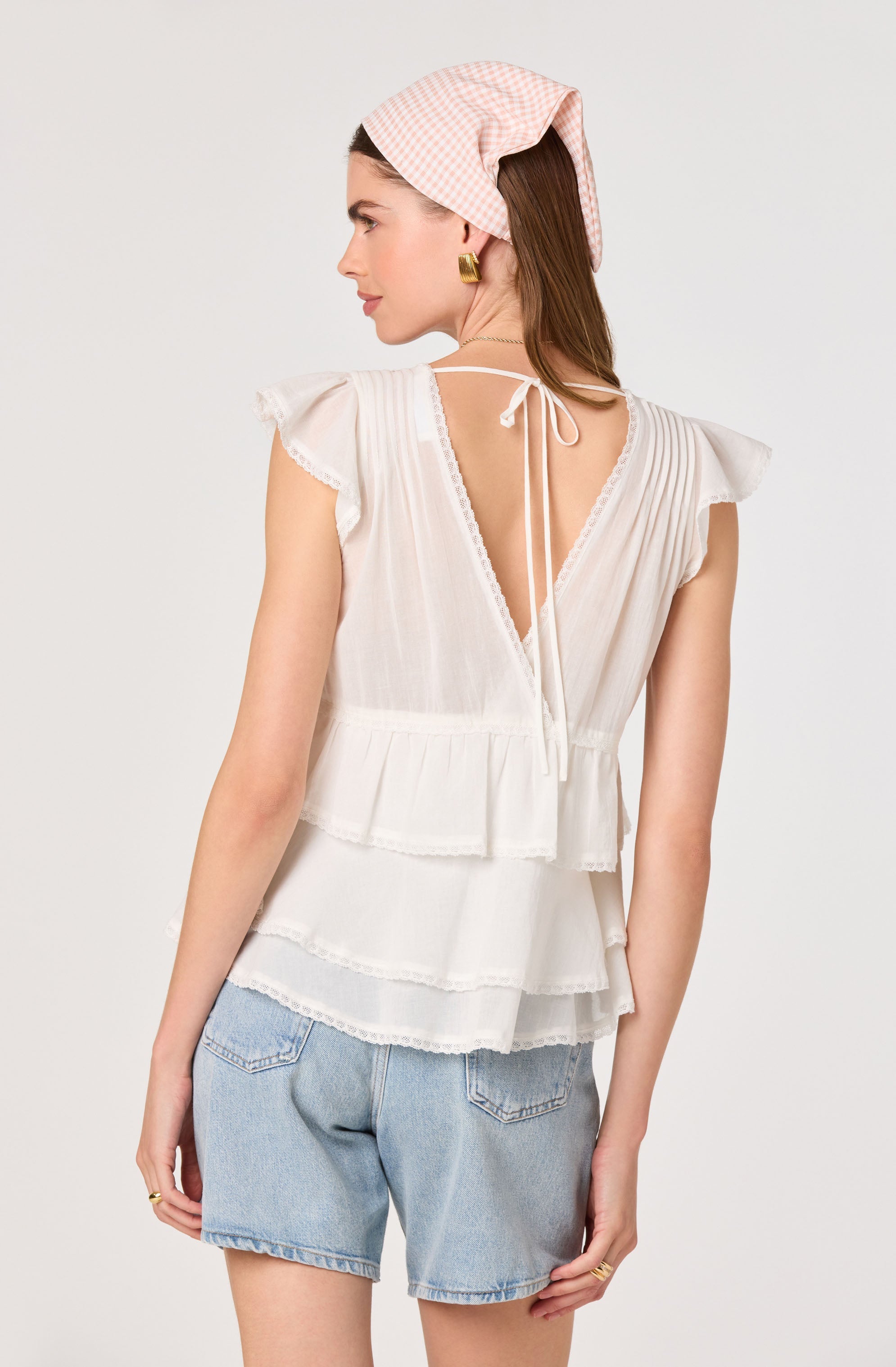 Shanteria Crochet Trim Tiered Top