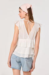 Shanteria Crochet Trim Tiered Top