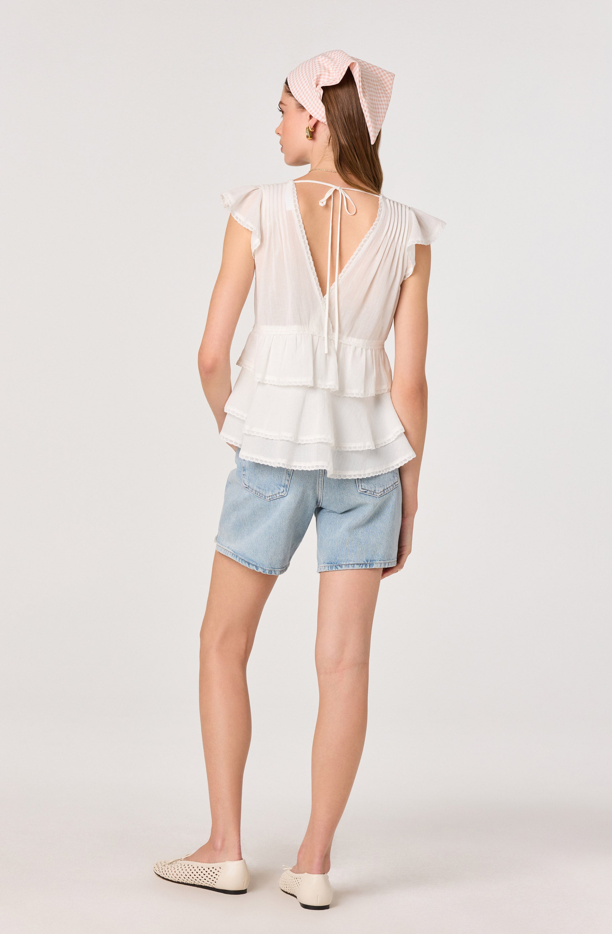Shanteria Crochet Trim Tiered Top