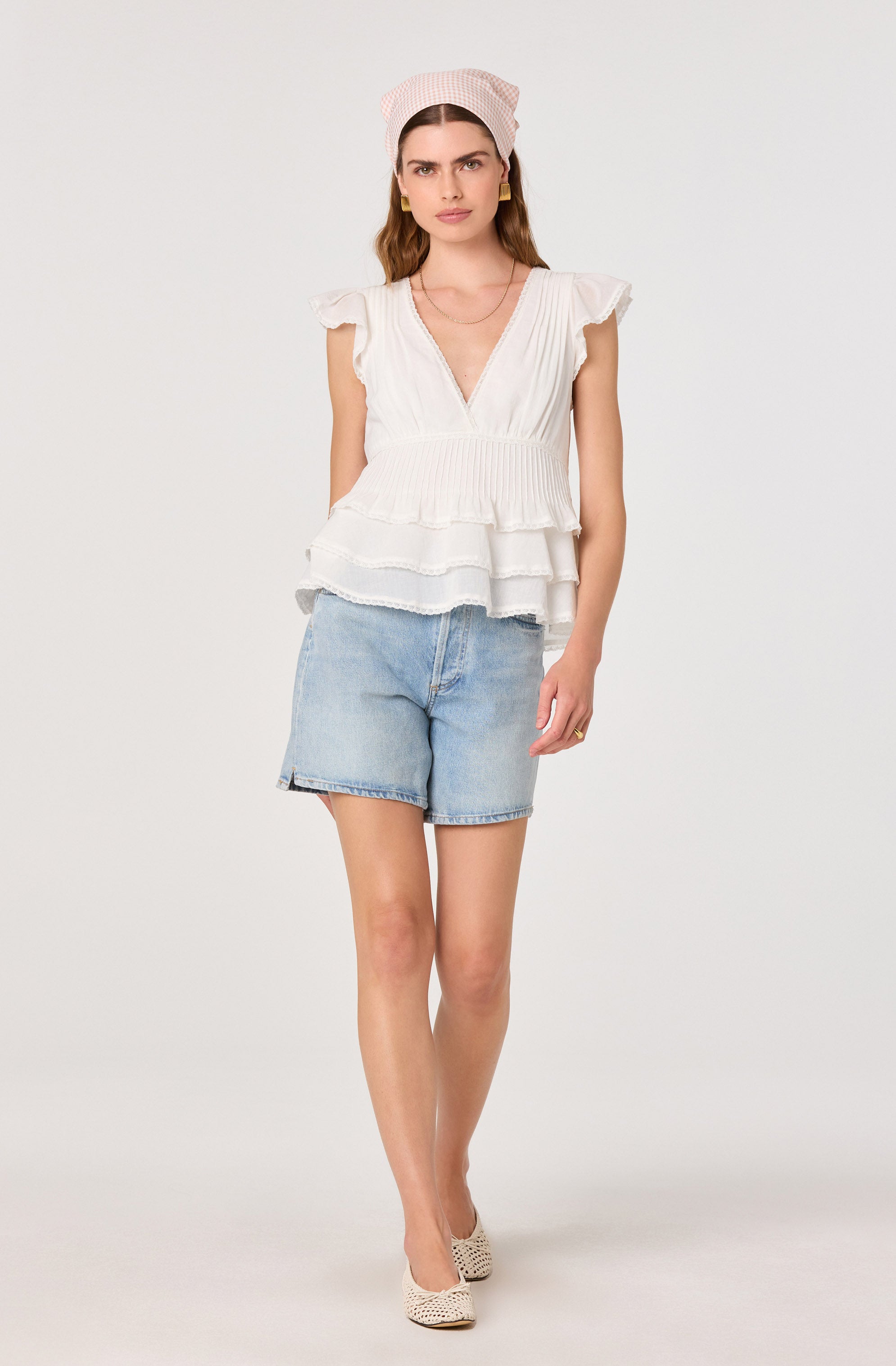 Shanteria Crochet Trim Tiered Top