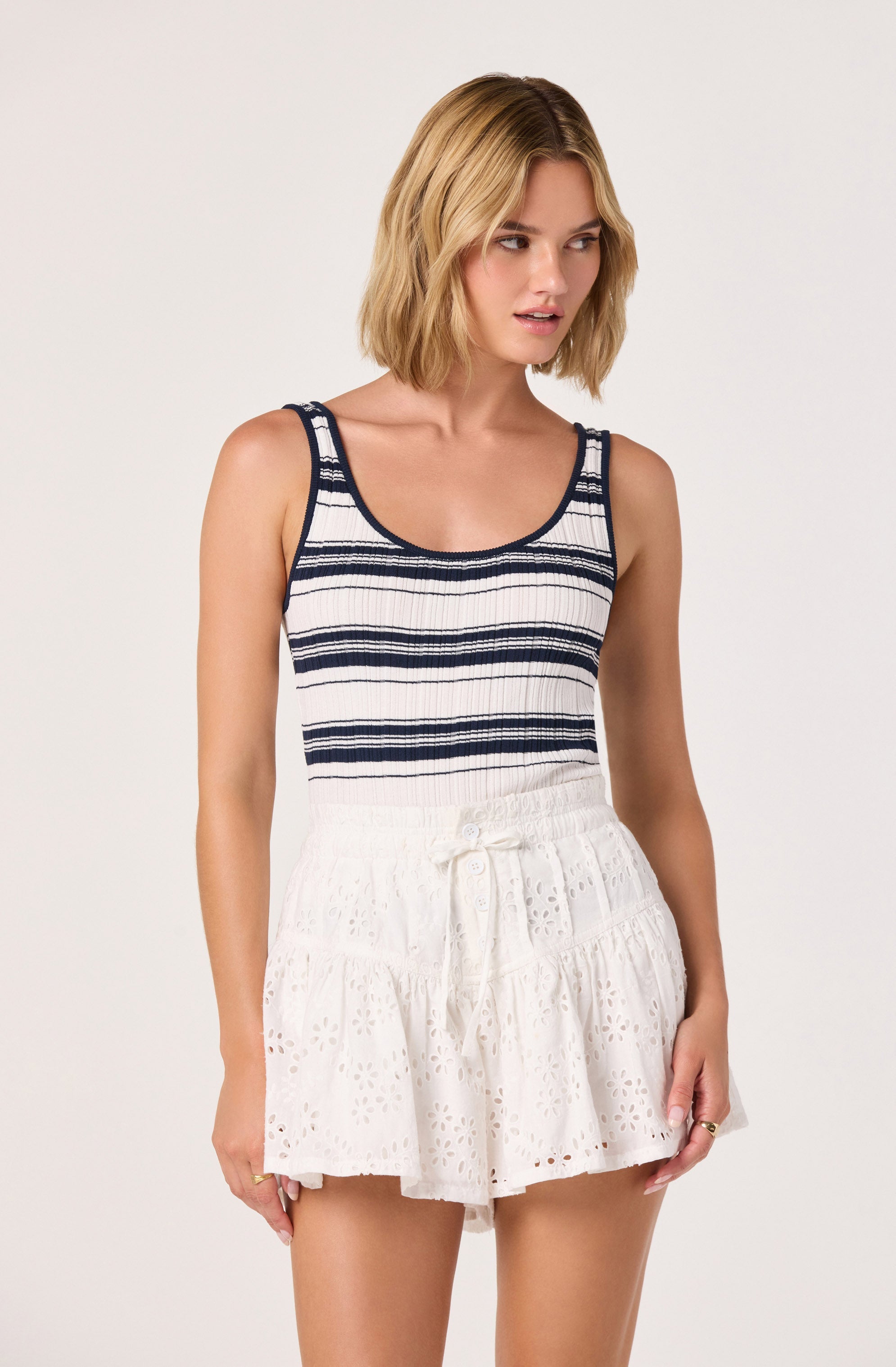 Kaylea Striped Scoop Neck Tank Top
