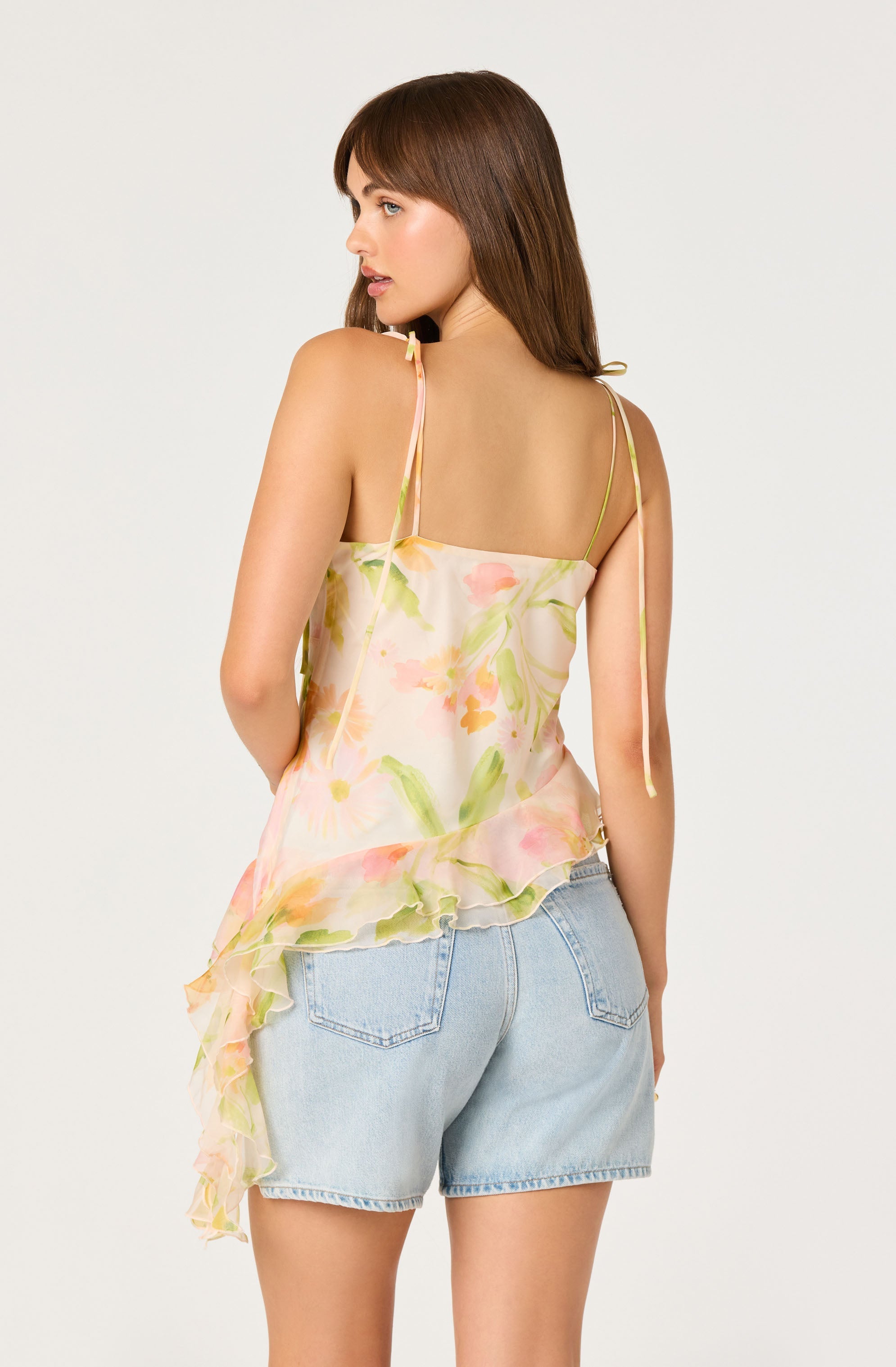 Mejra Floral Ruffle Asymmetric Cami