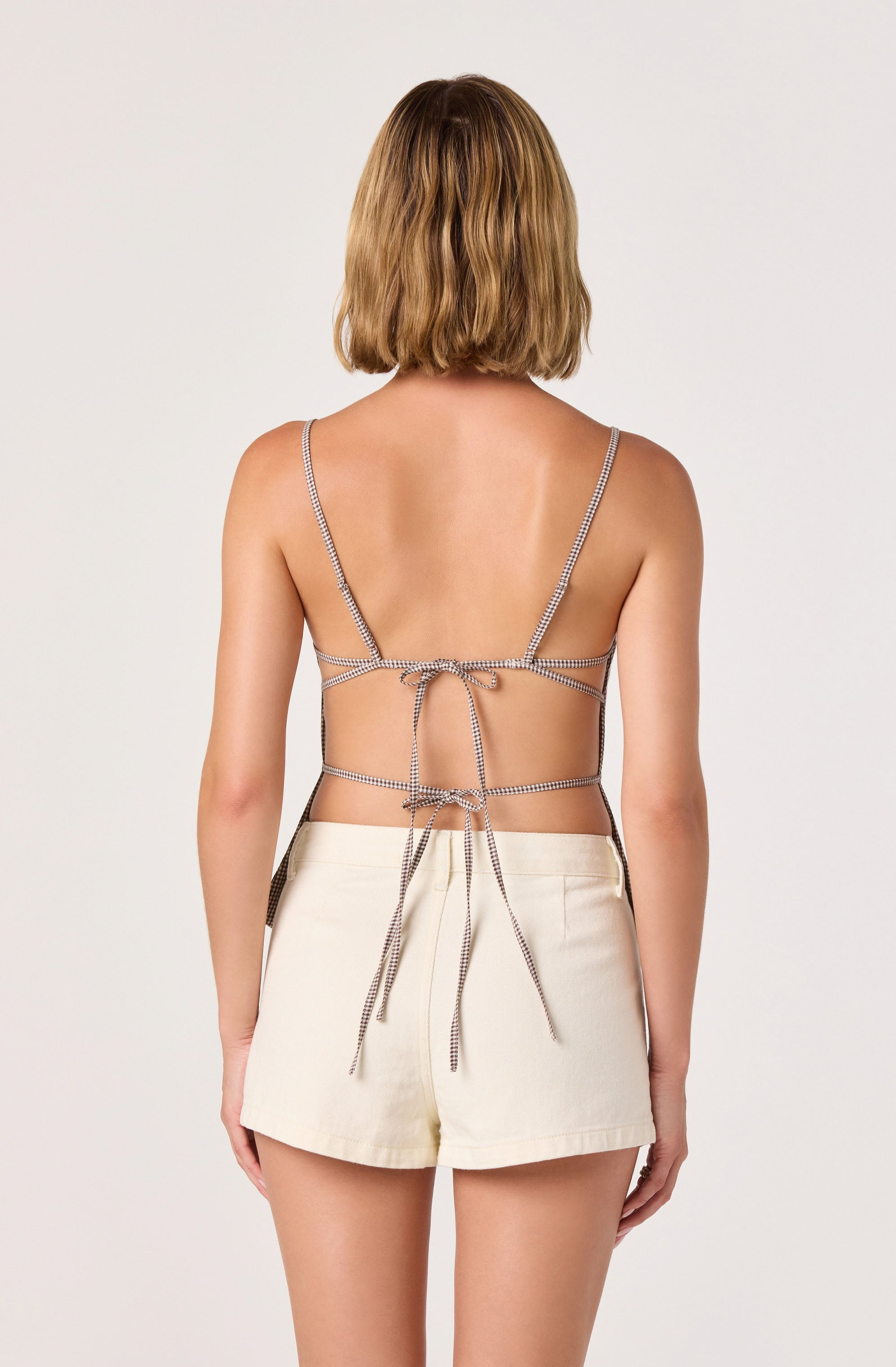Nora Gingham Open-Back Top