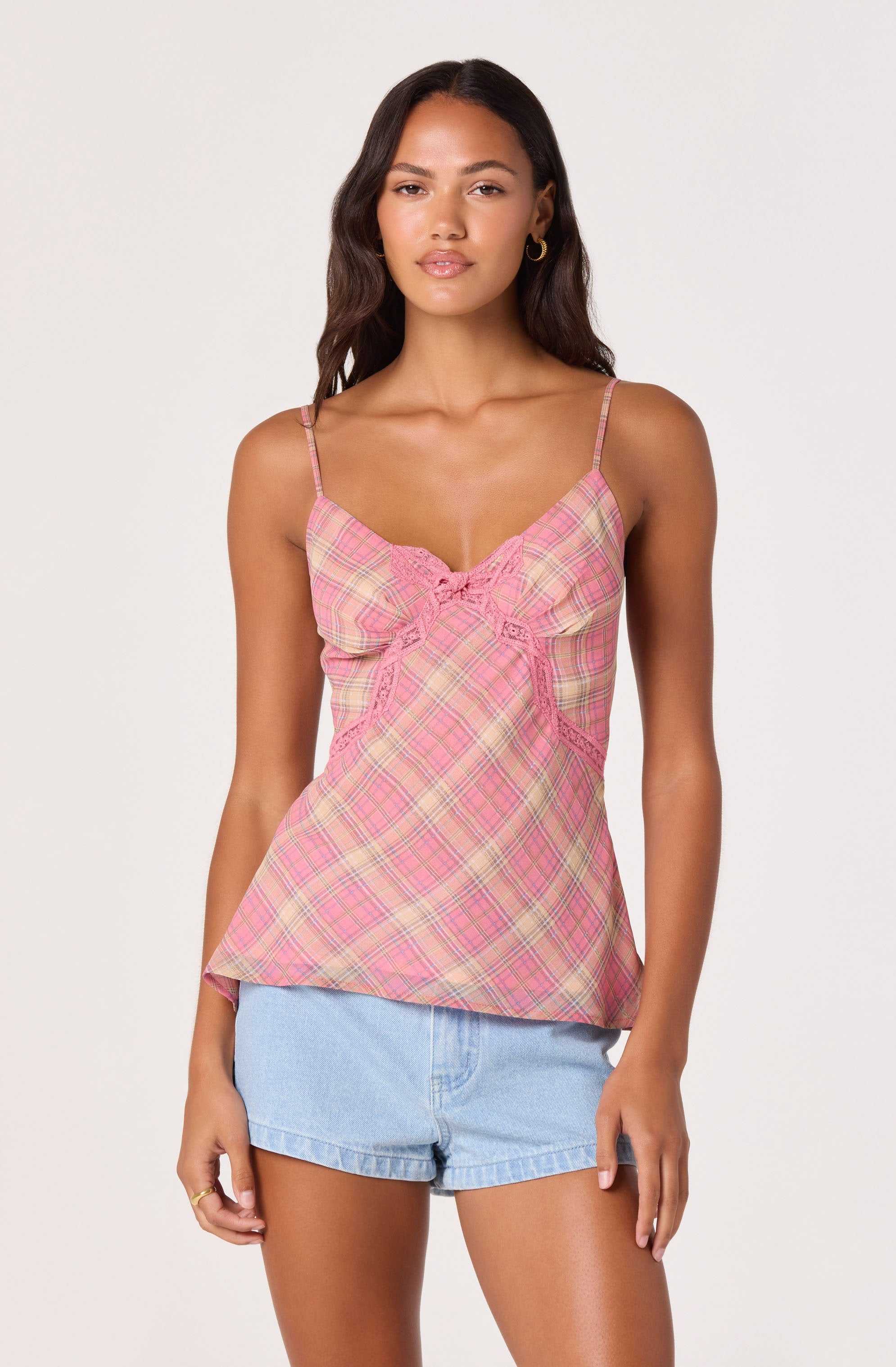 Kirsten Plaid Lace Trim Top