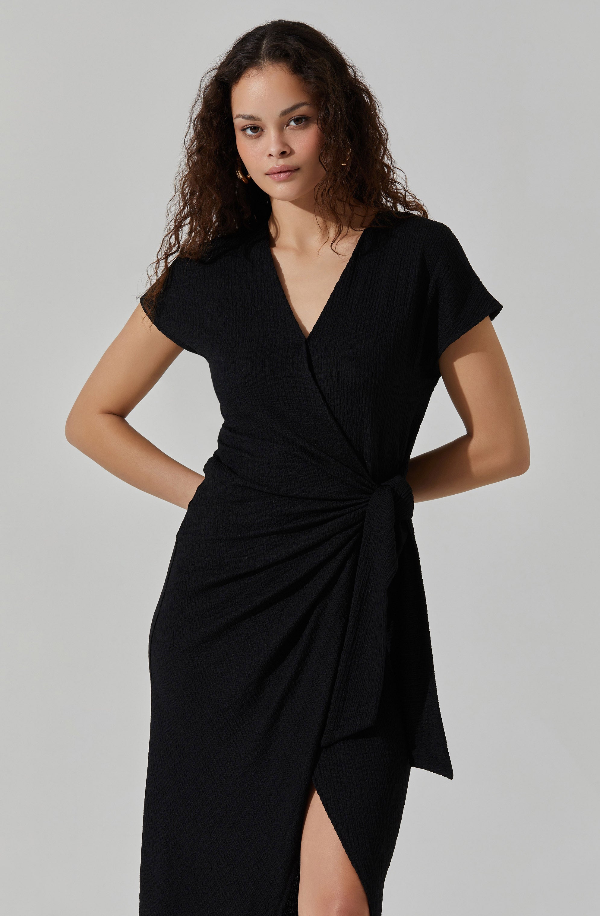 Knit Wrap Midi Dress