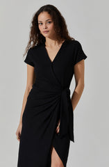 Knit Wrap Midi Dress