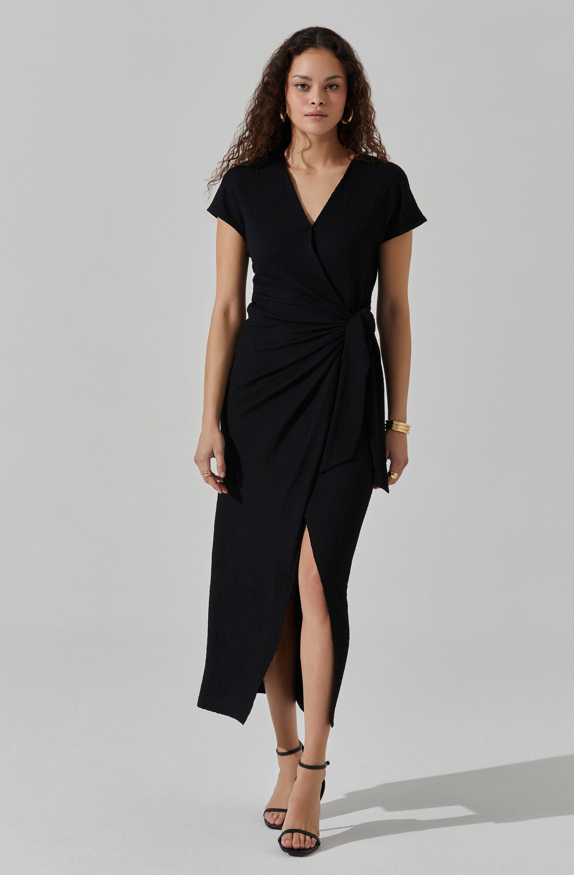 Knit Wrap Midi Dress