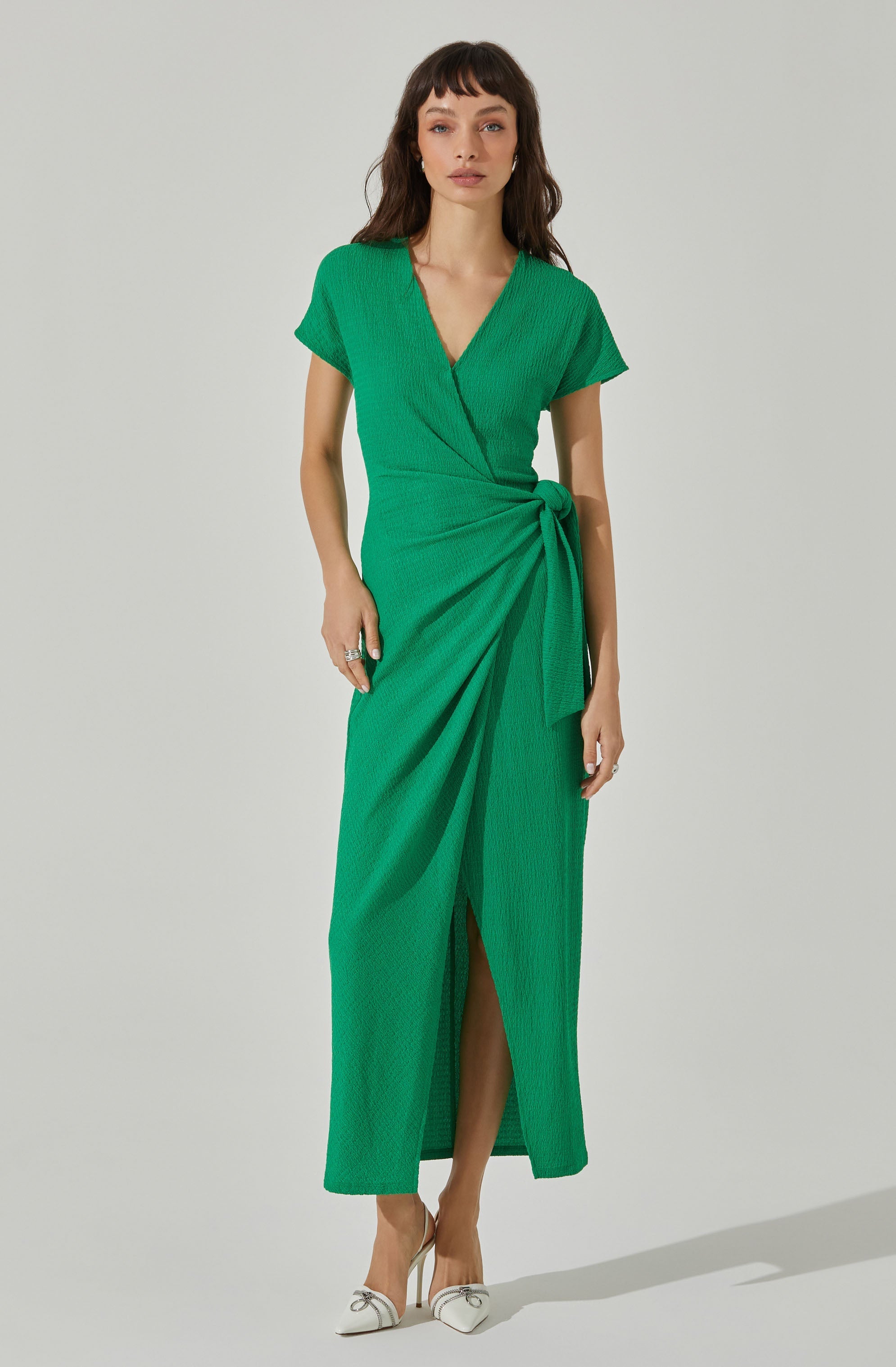 Knit Wrap Midi Dress