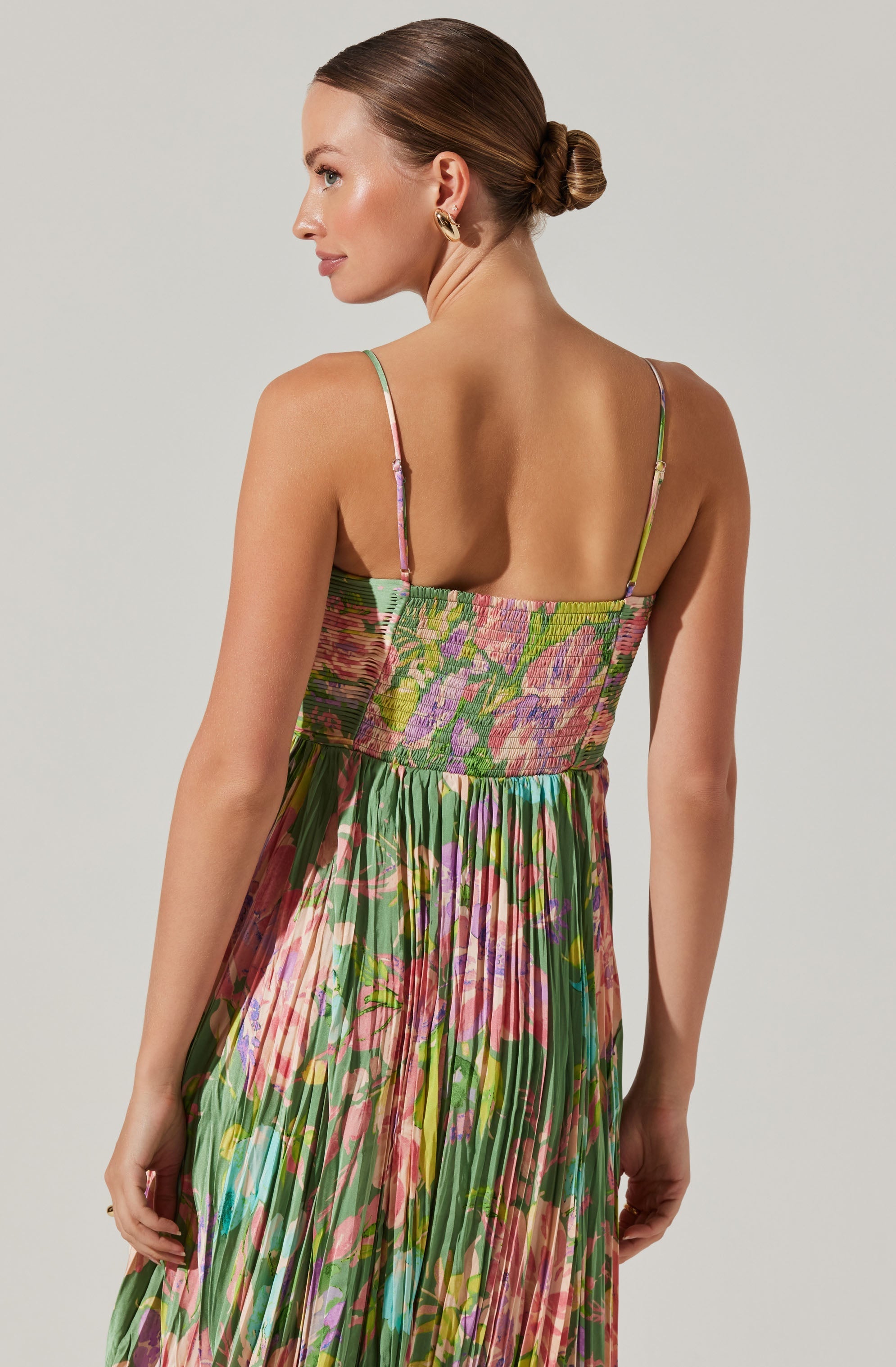 Maeve Pleated Satin Midi Dress