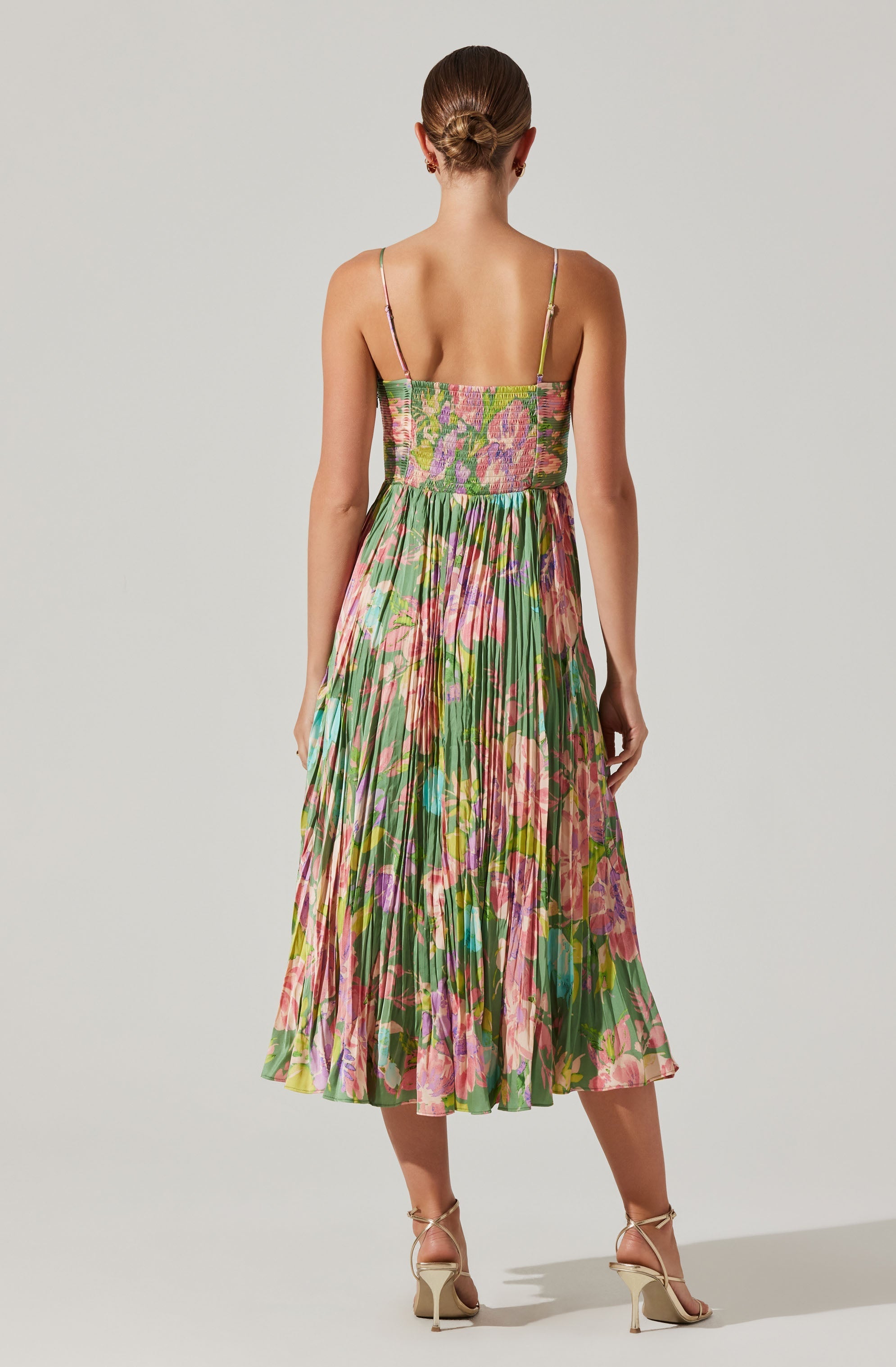 Maeve Pleated Satin Midi Dress