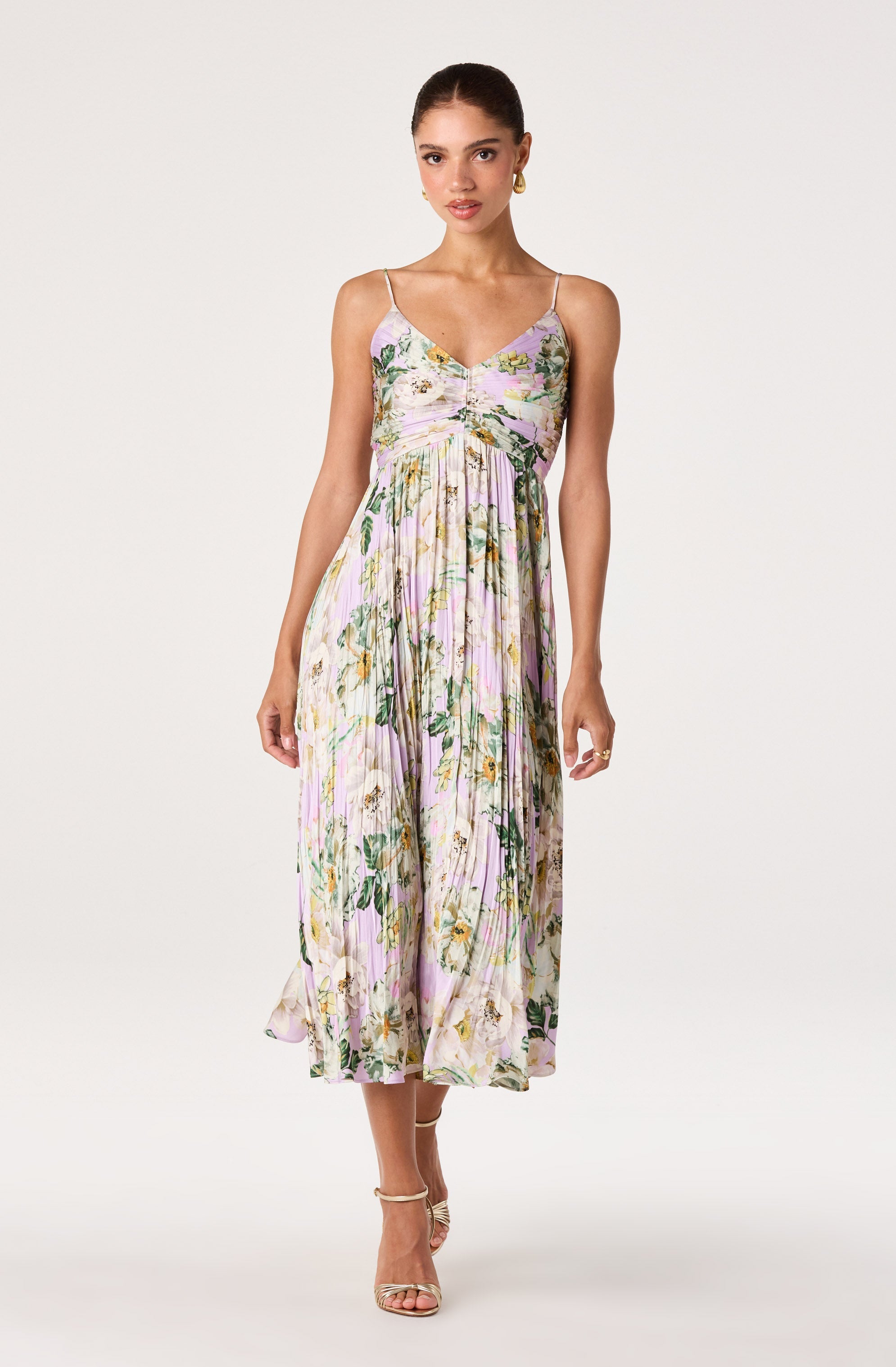 Maeve Pleated Satin Midi Dress