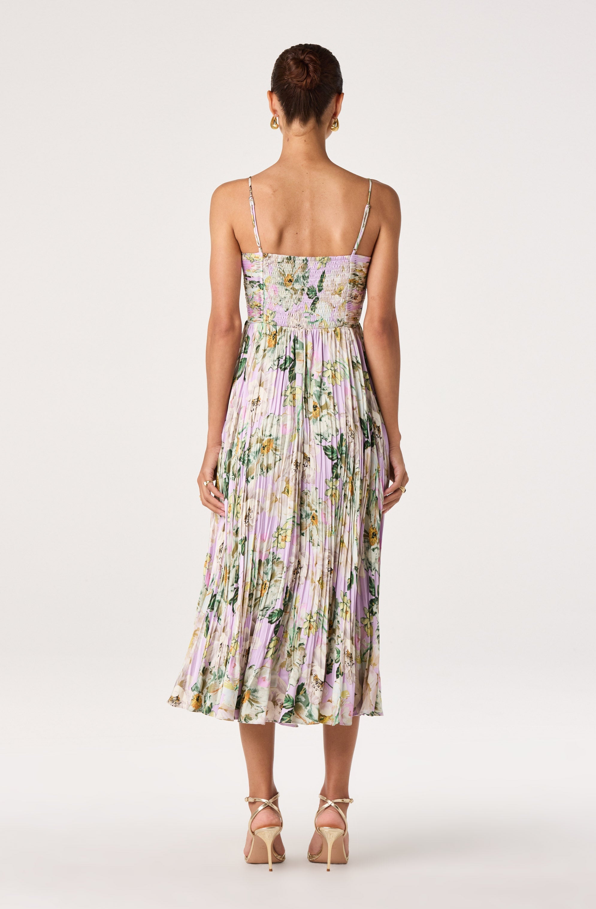 Maeve Pleated Satin Midi Dress