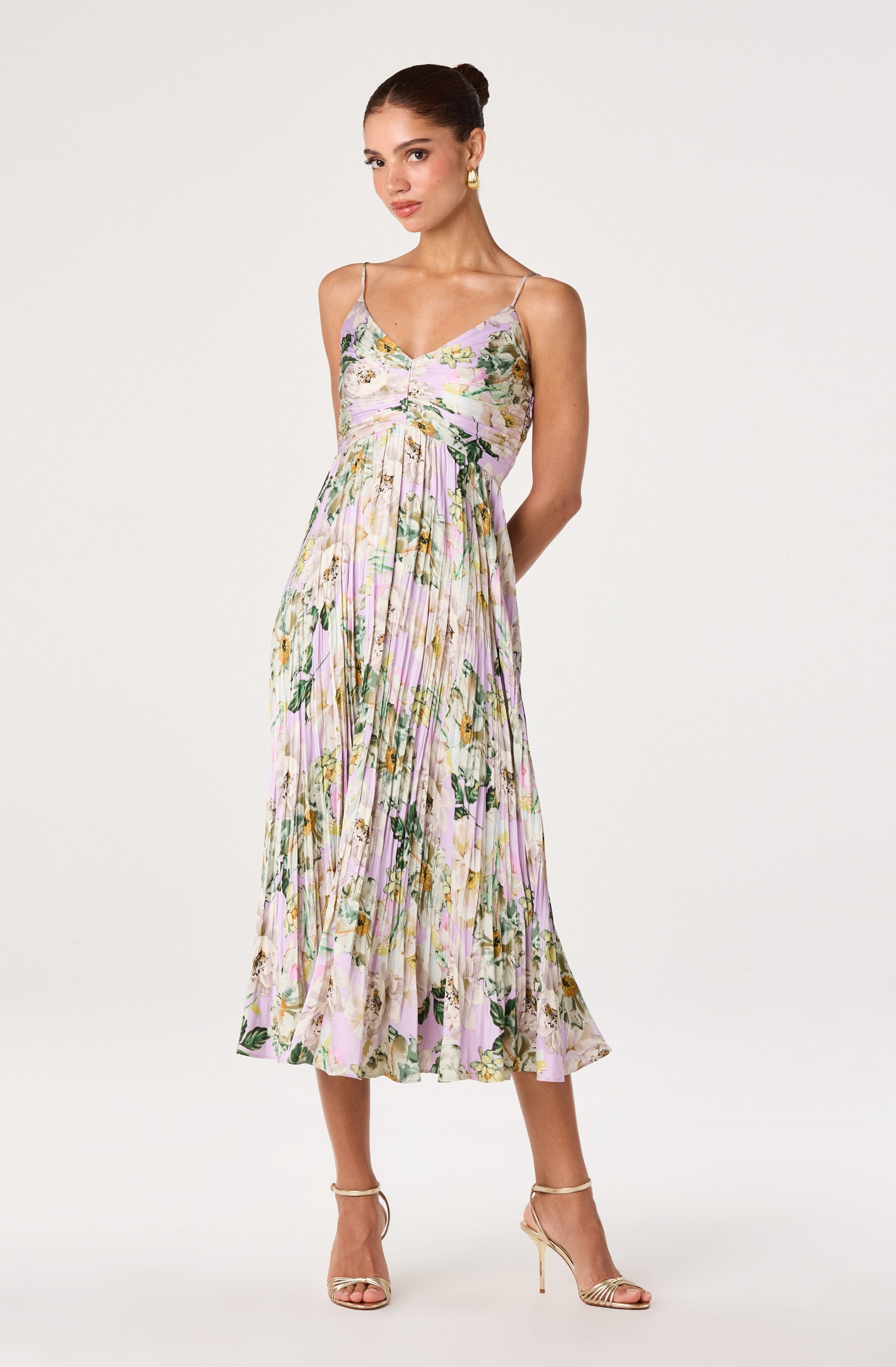Maeve Pleated Satin Midi Dress