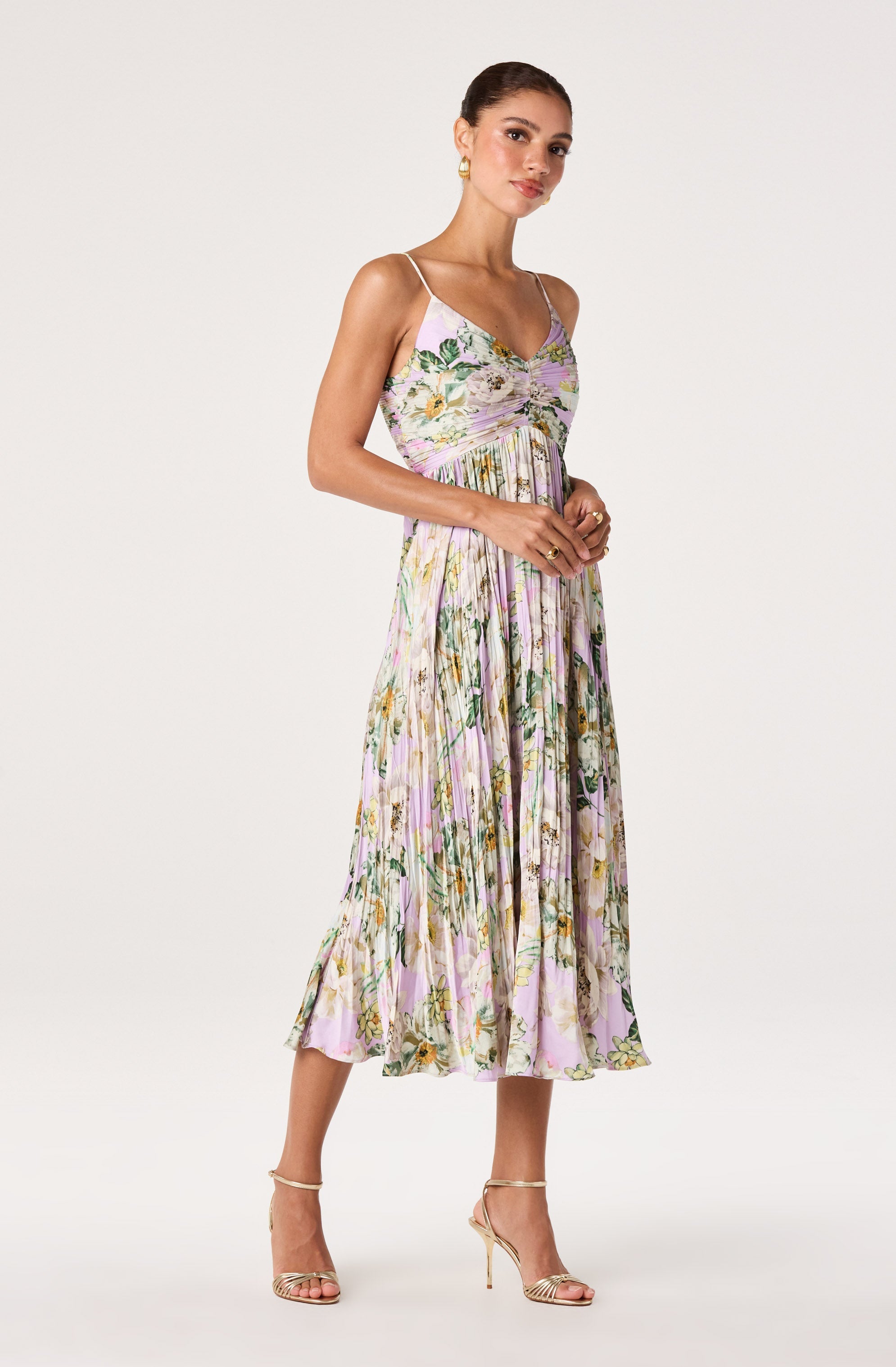 Maeve Pleated Satin Midi Dress