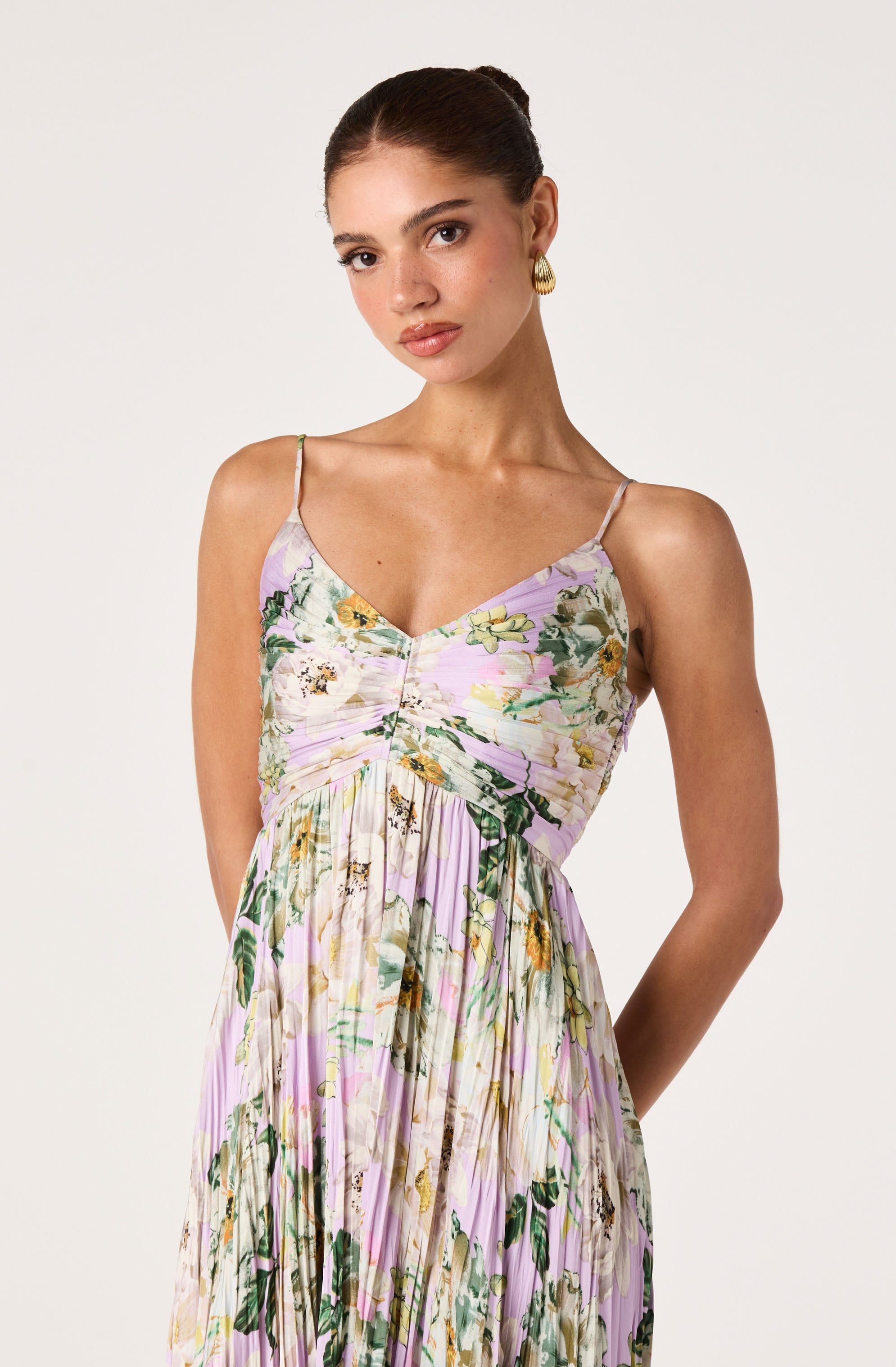 Maeve Pleated Satin Midi Dress