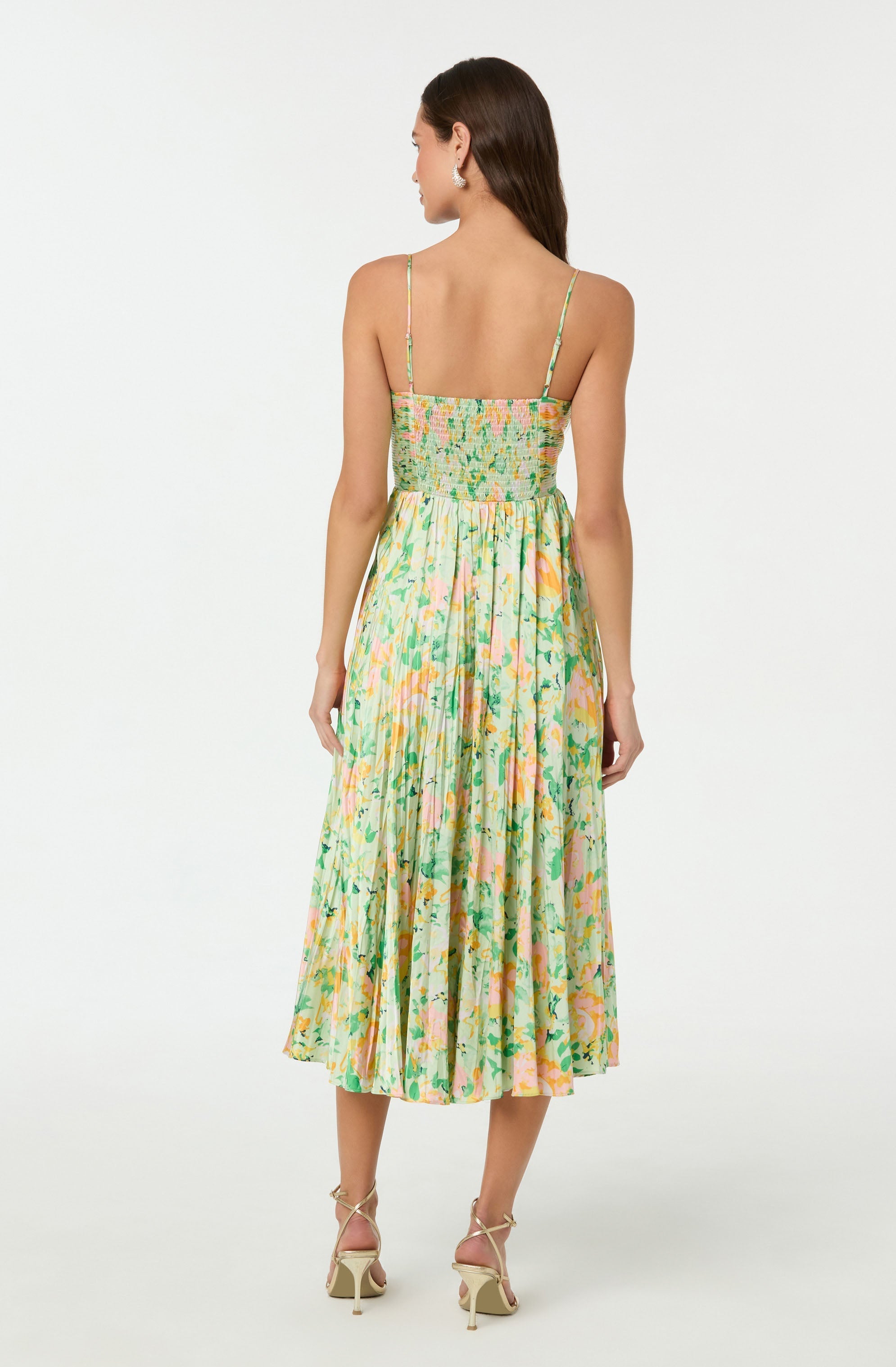 Maeve Pleated Satin Midi Dress