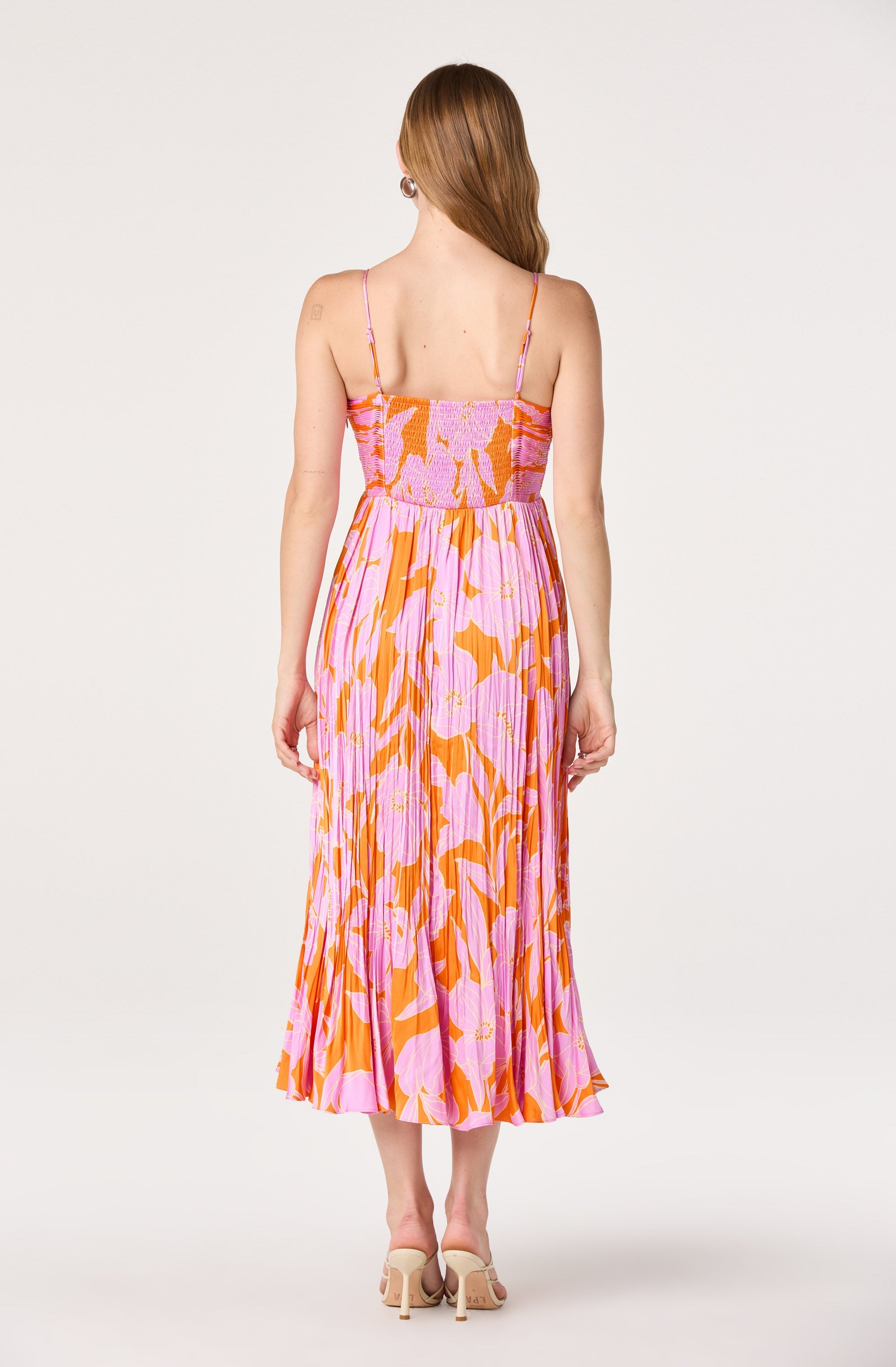 Maeve Pleated Satin Midi Dress