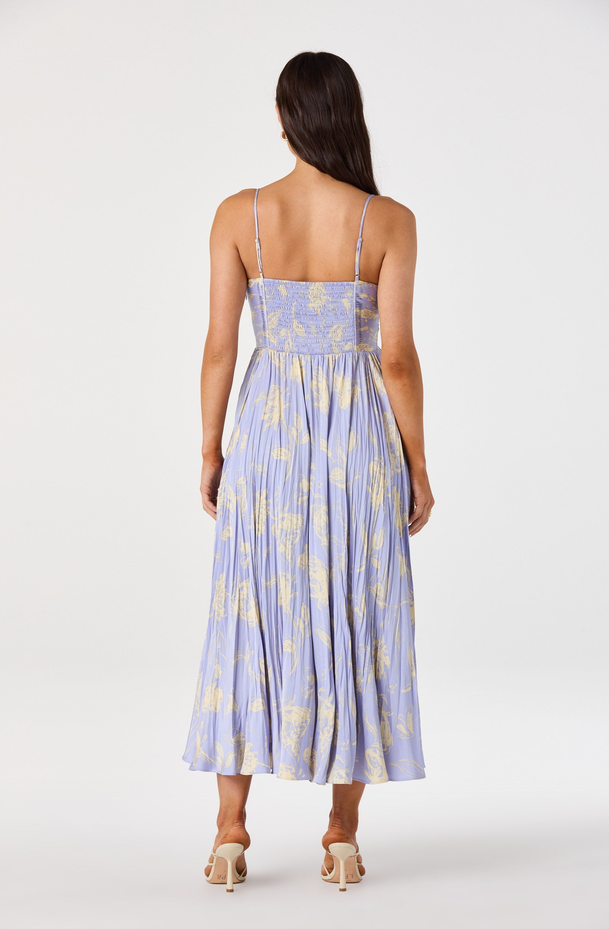 Maeve Pleated Satin Midi Dress