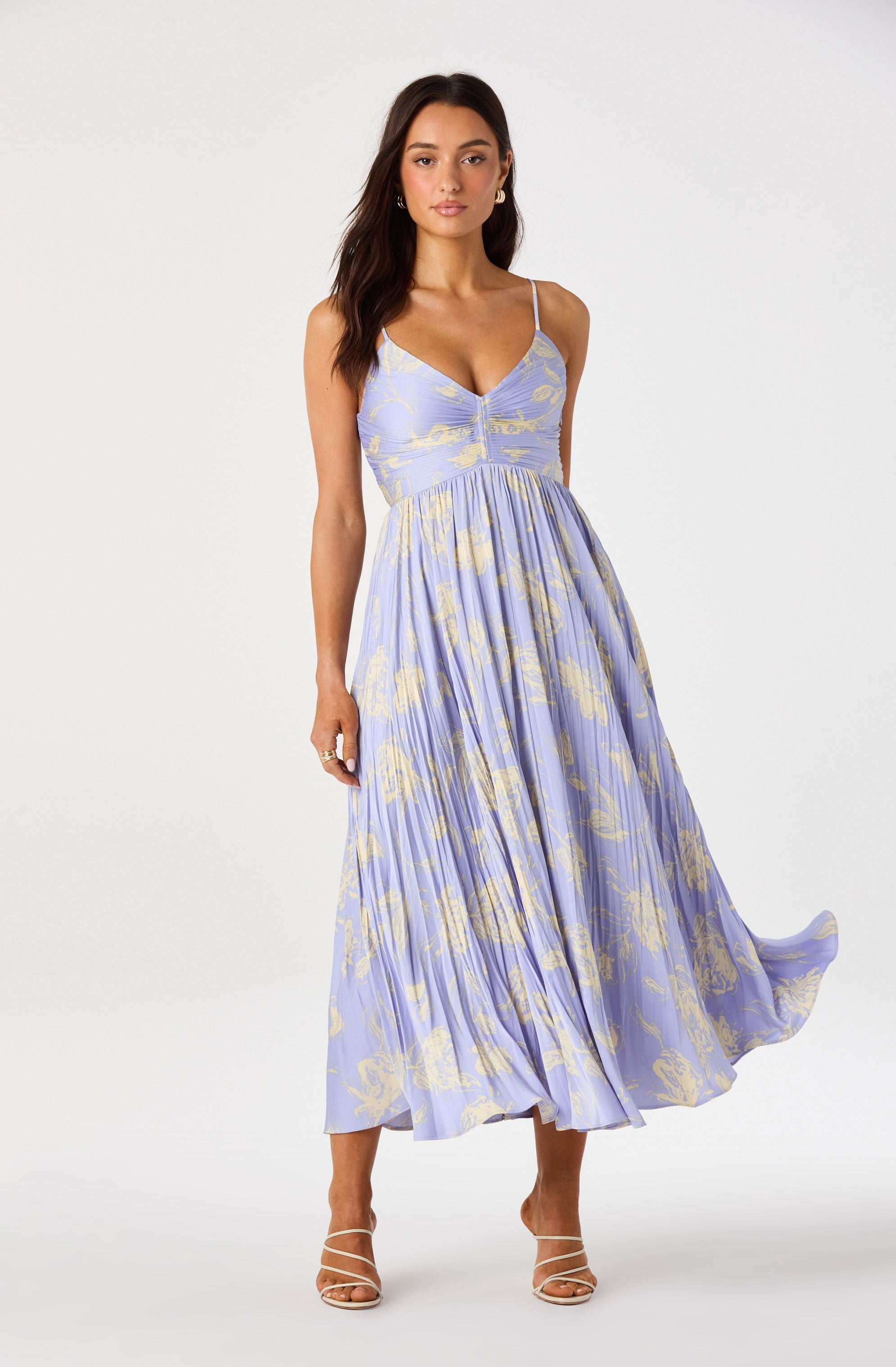 Maeve Pleated Satin Midi Dress