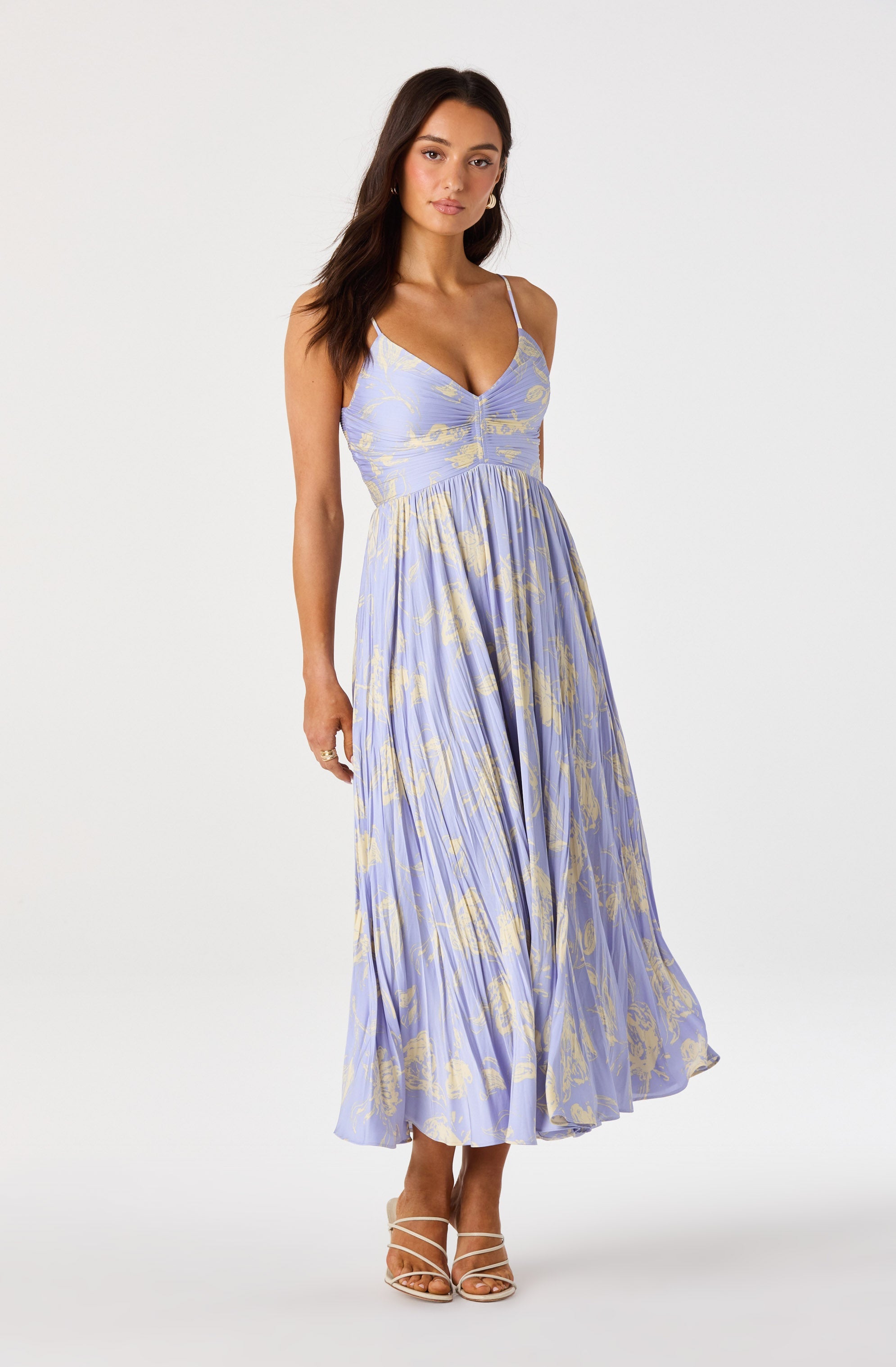 Maeve Pleated Satin Midi Dress