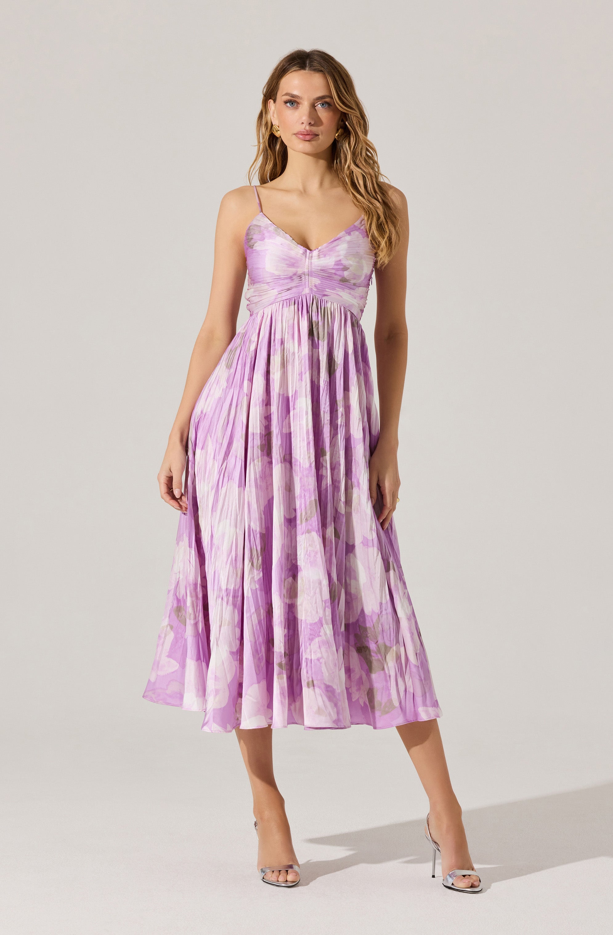 Maeve Pleated Satin Midi Dress
