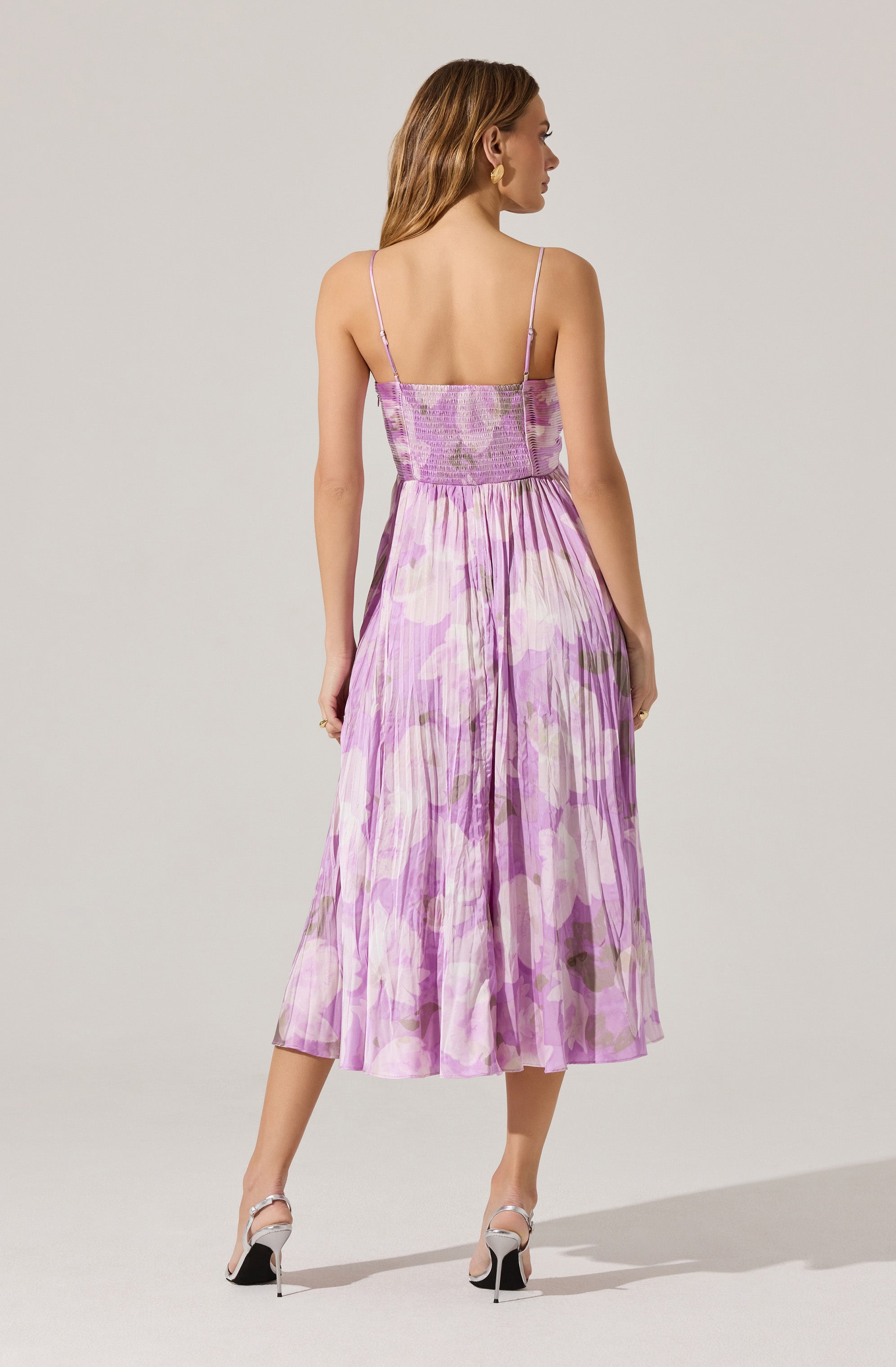 Maeve Pleated Satin Midi Dress