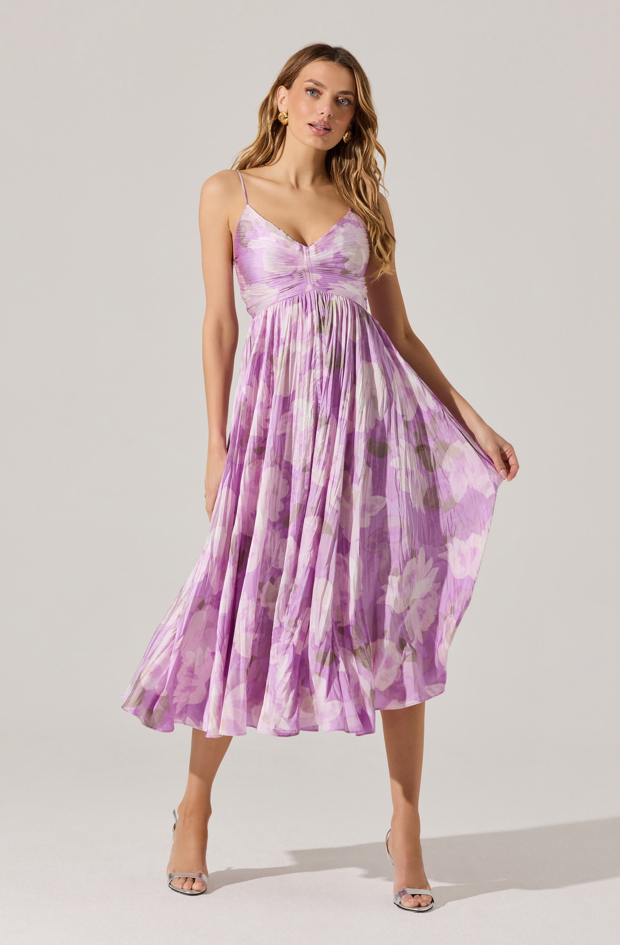 Maeve Pleated Satin Midi Dress