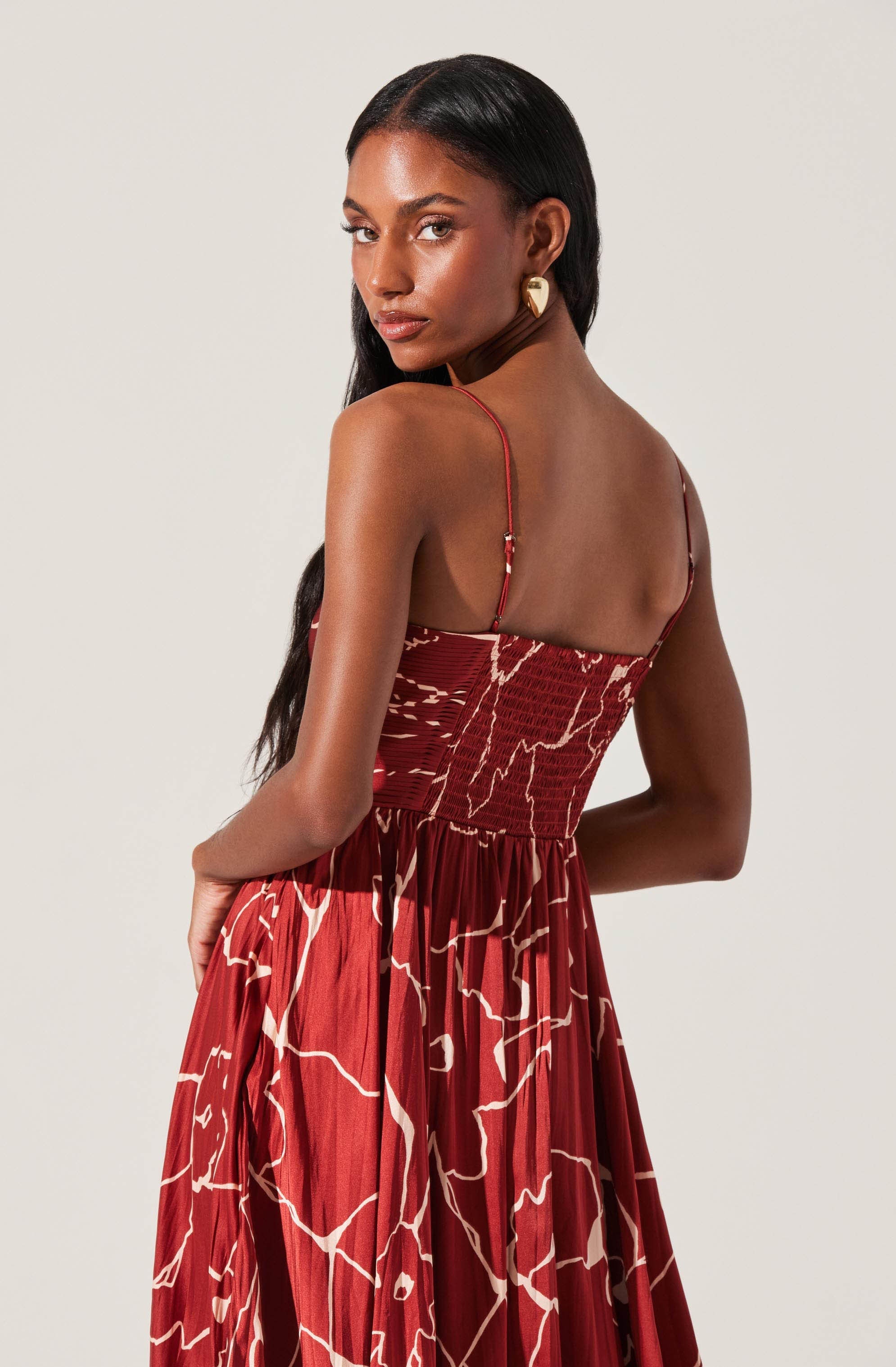 Maeve Pleated Satin Midi Dress