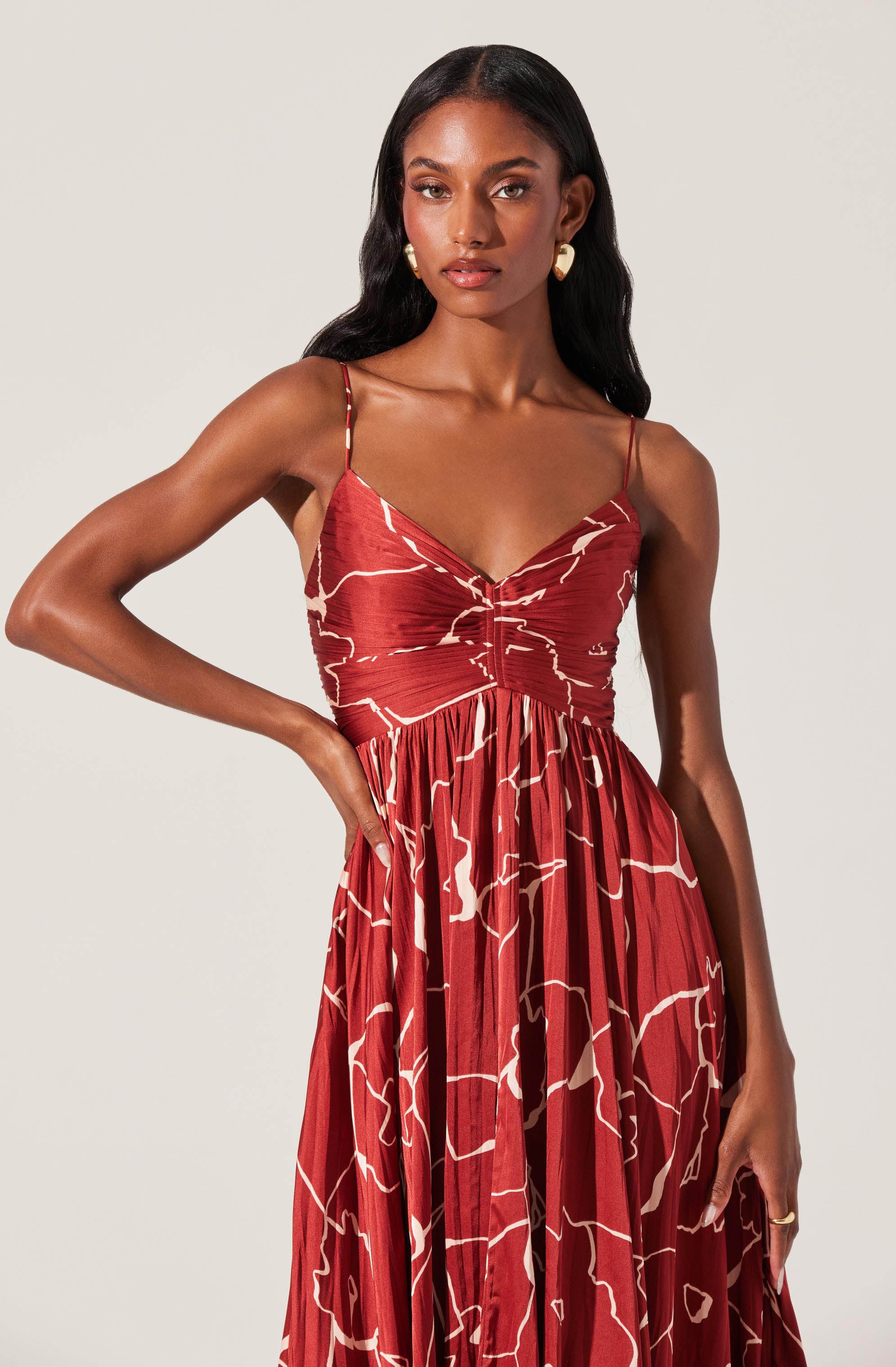 Maeve Pleated Satin Midi Dress