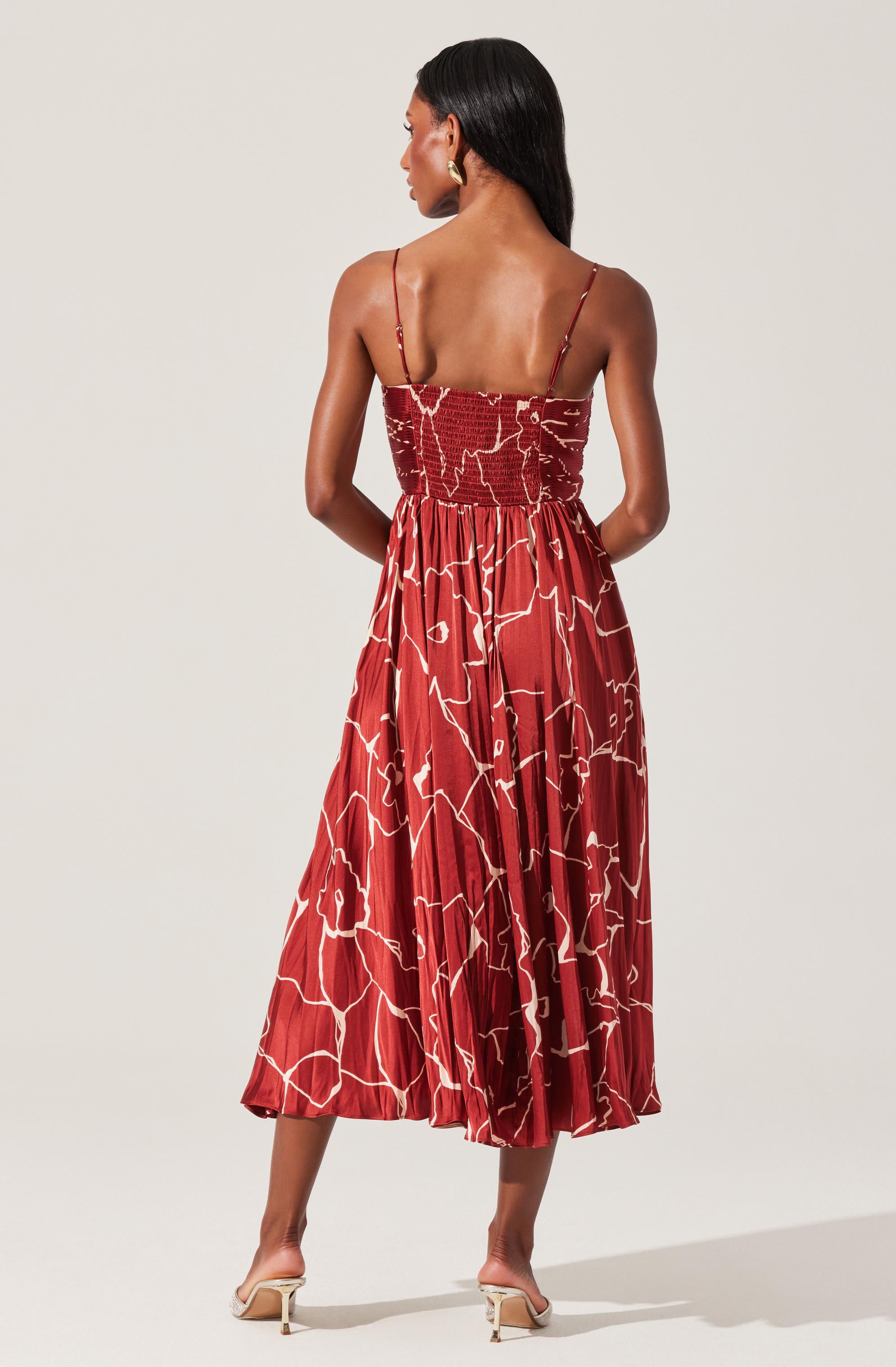 Maeve Pleated Satin Midi Dress