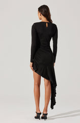 Asymmetric Ruffle Hem Mini Dress