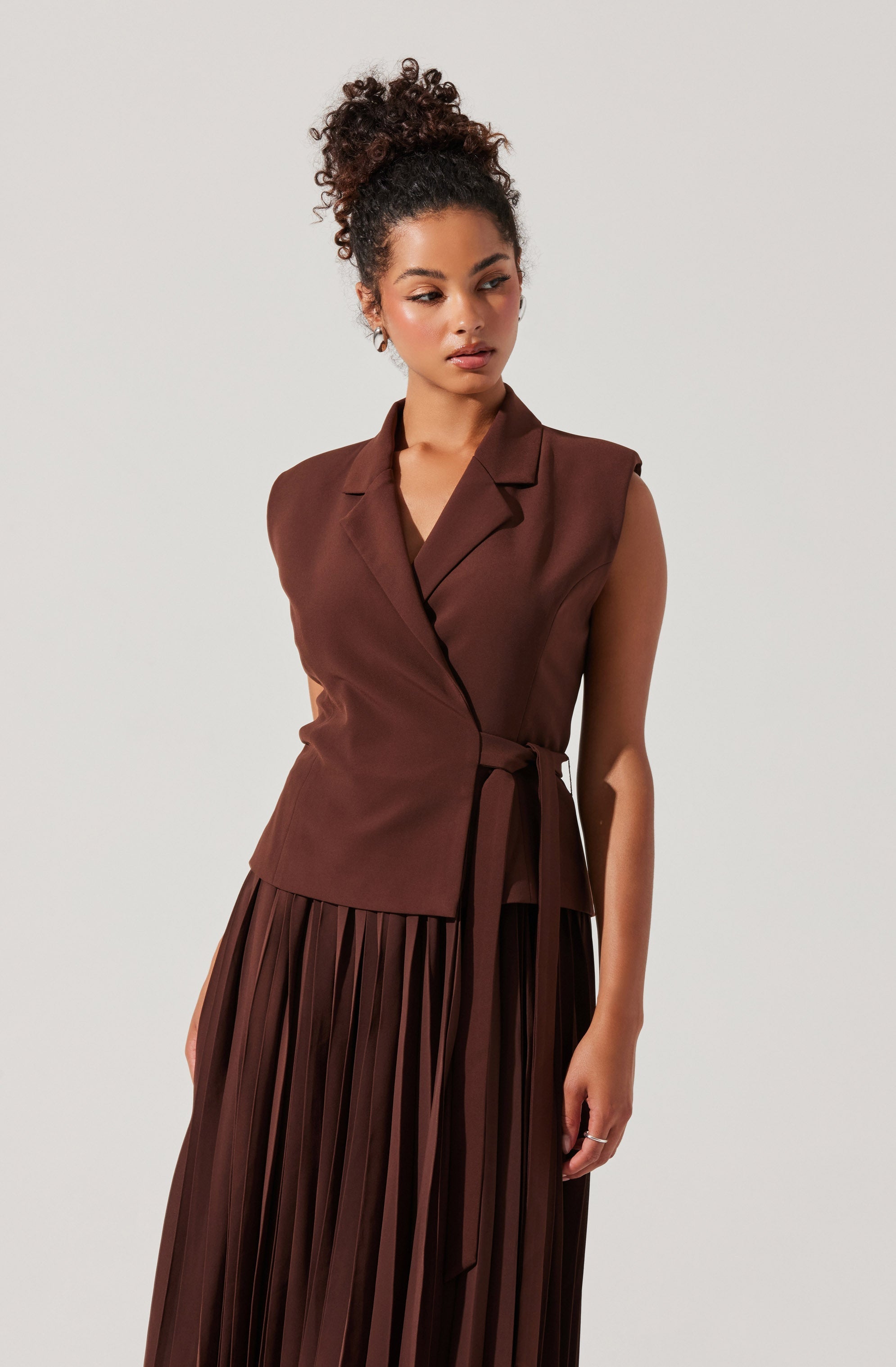 Mixed Media Vest Wrap Dress