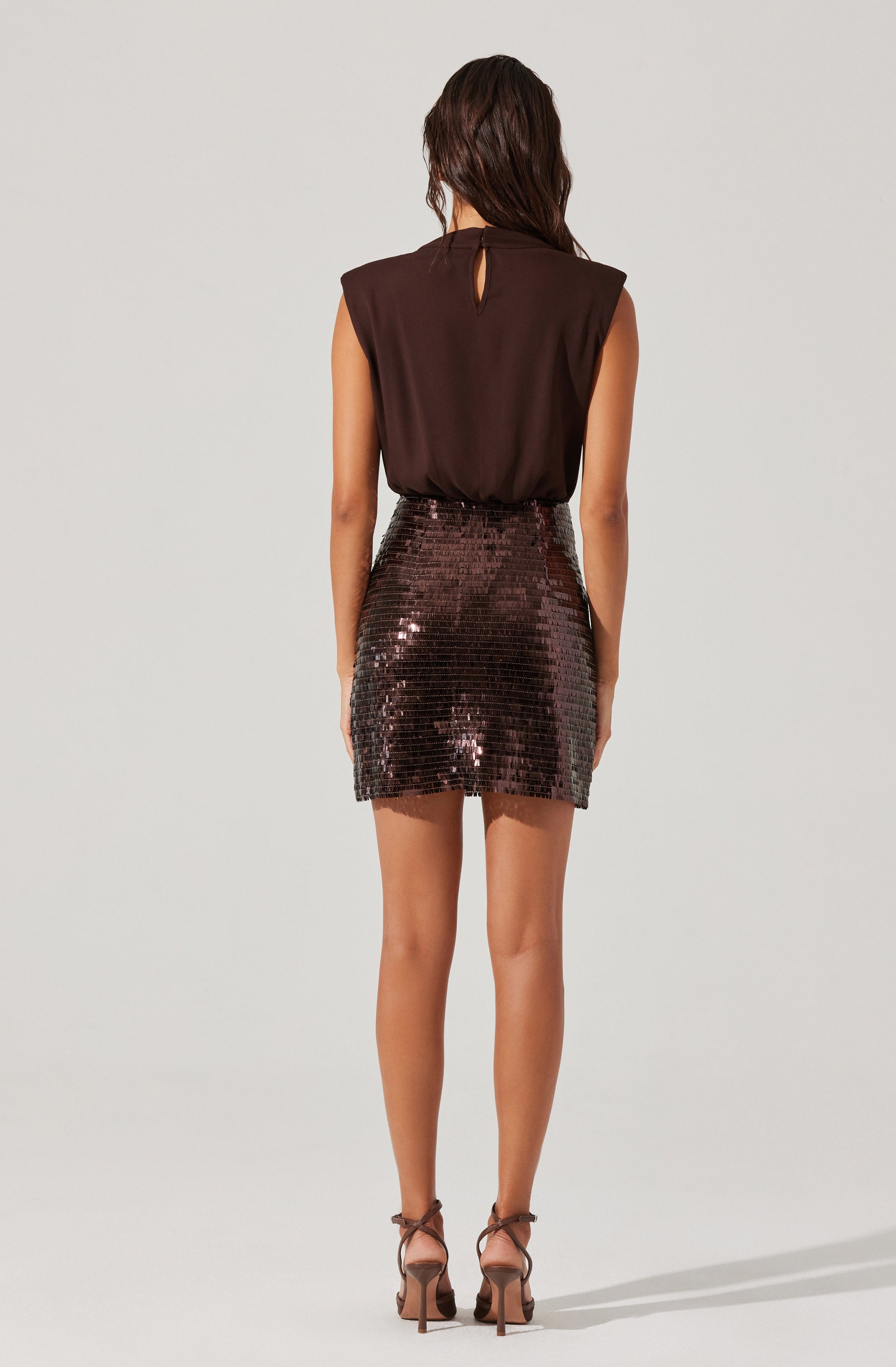 Sequin Mixed Media Mini Dress