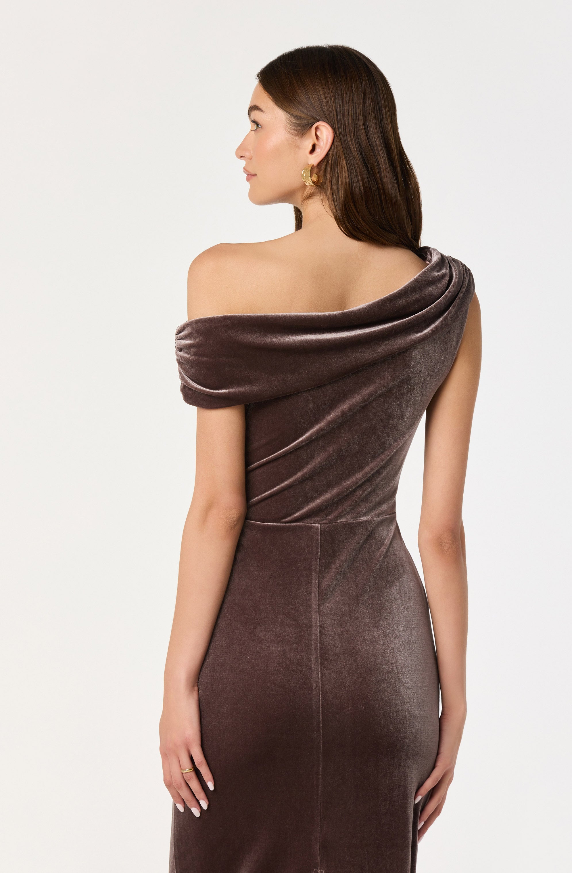 Velvet Off Shoulder Midi Dress