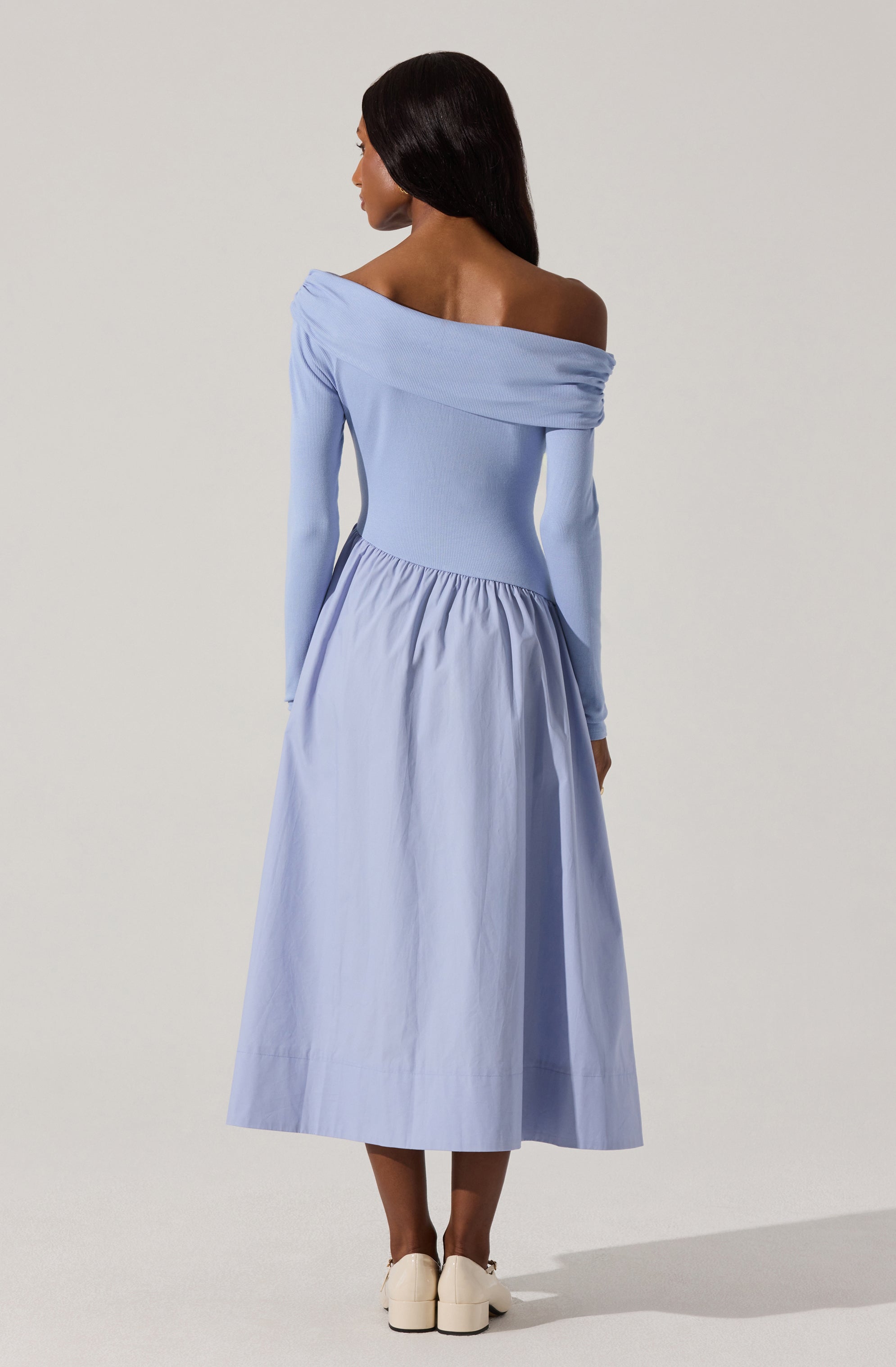 Mixed Media Off Shoulder Dress