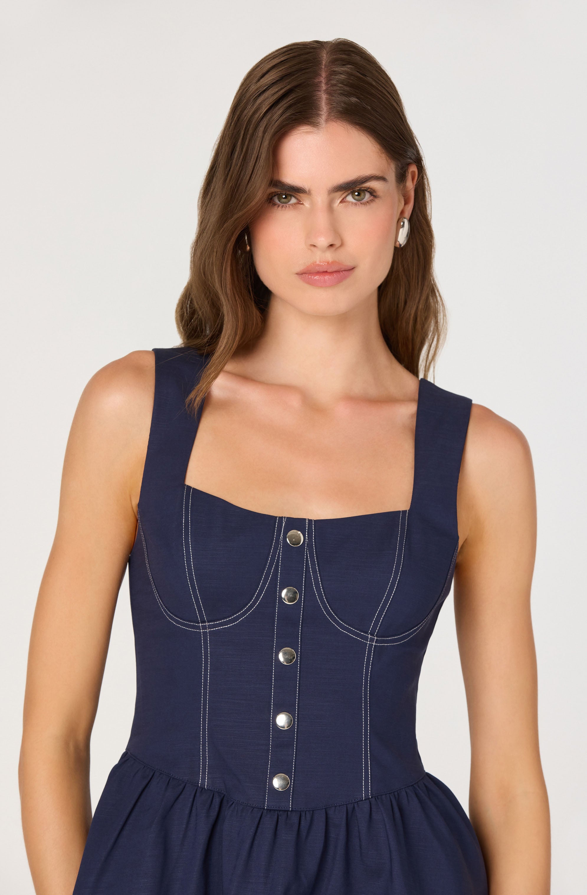Tiered Stitch Detail Mini Dress