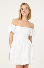 Off Shoulder Floral Jacquard Bubble Dress