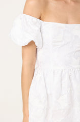 Off Shoulder Floral Jacquard Bubble Dress