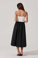 Contrast Mixed Media Midi Dress