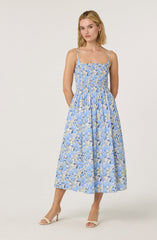Smocked Floral Midi Dress