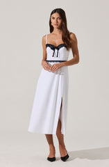 Contrast Lace Bustier Midi Dress