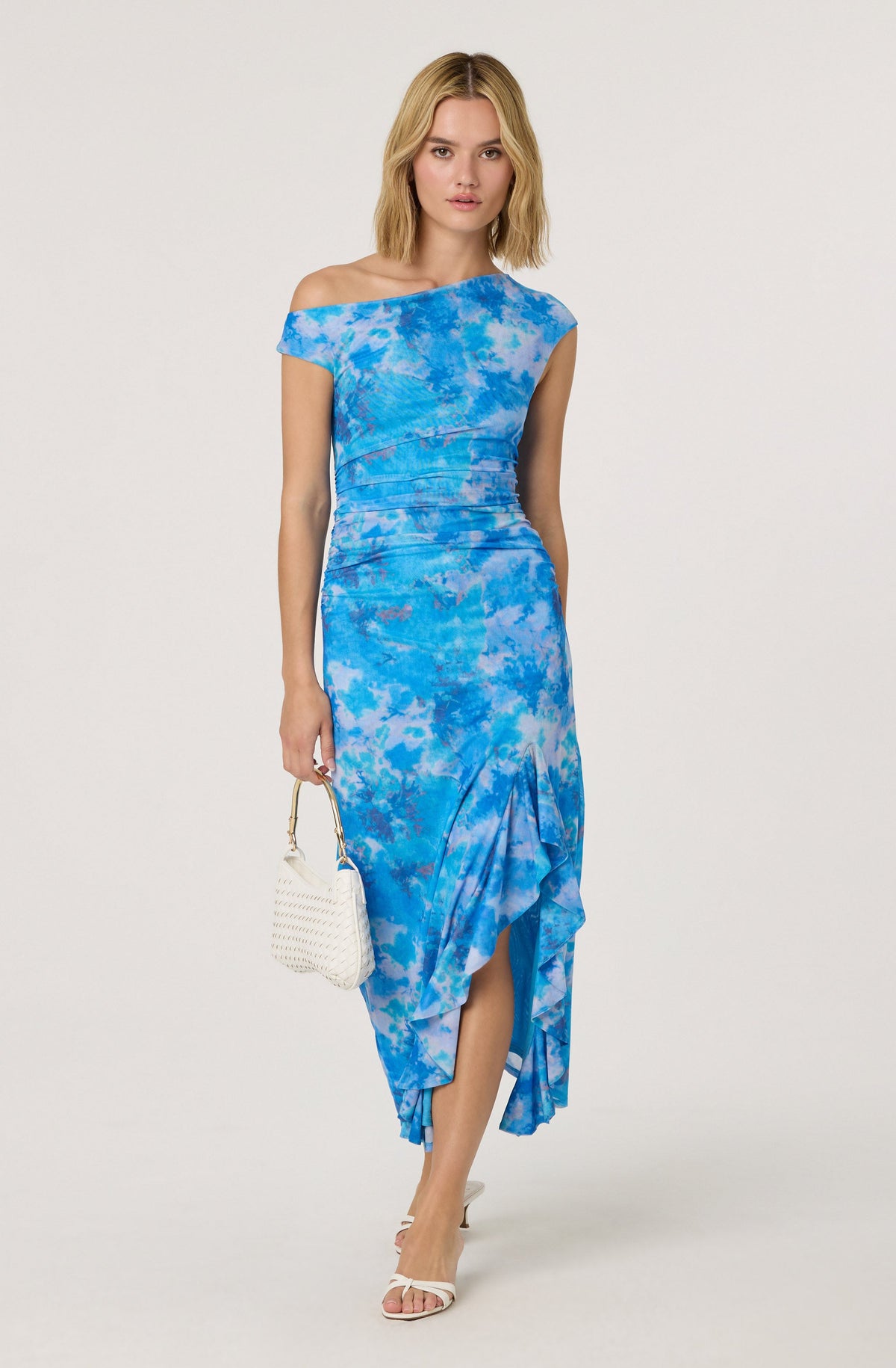 Off Shoulder Ruffle Midi Dress