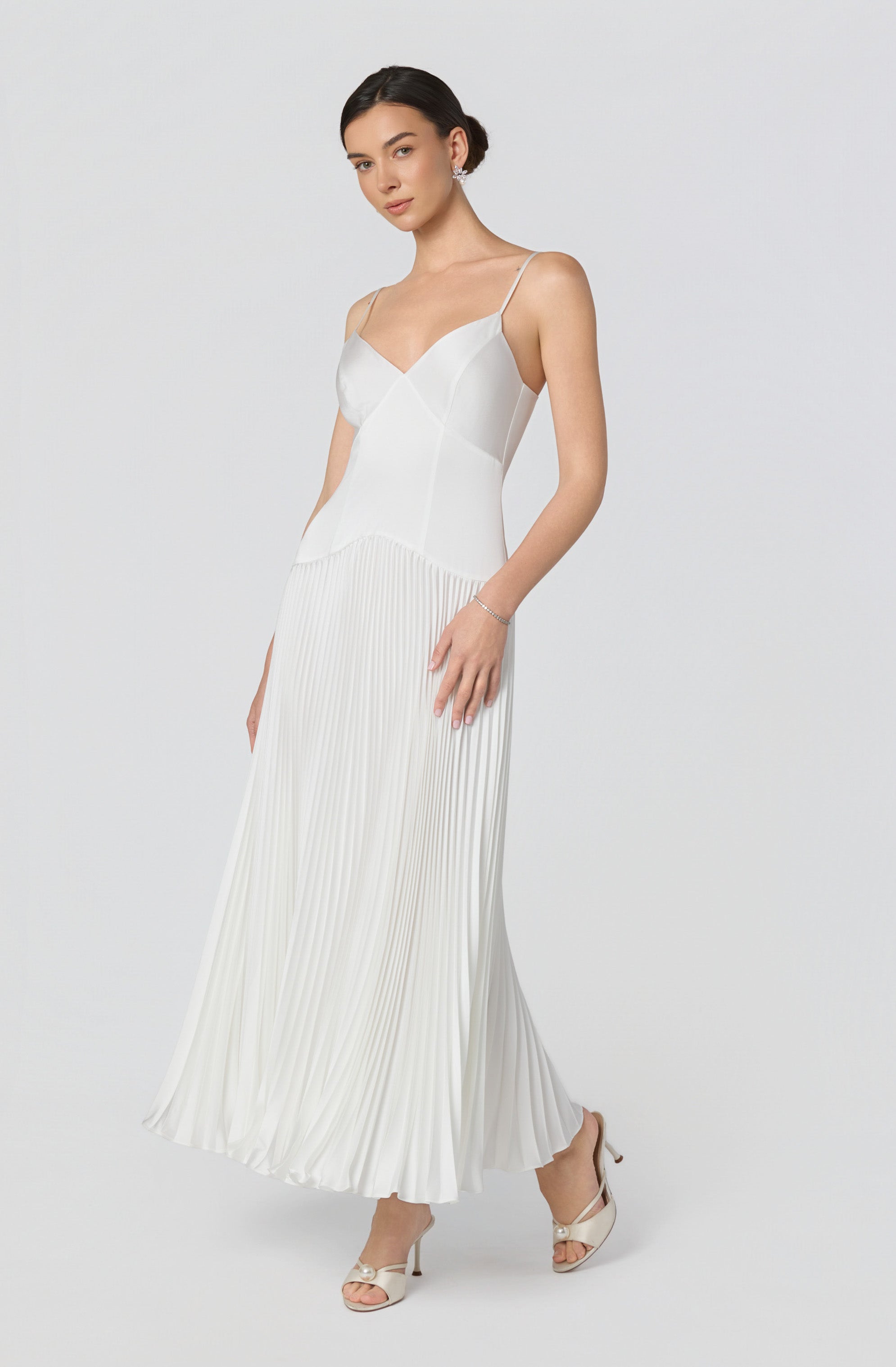 Pleated Drop Waist Maxi Dress