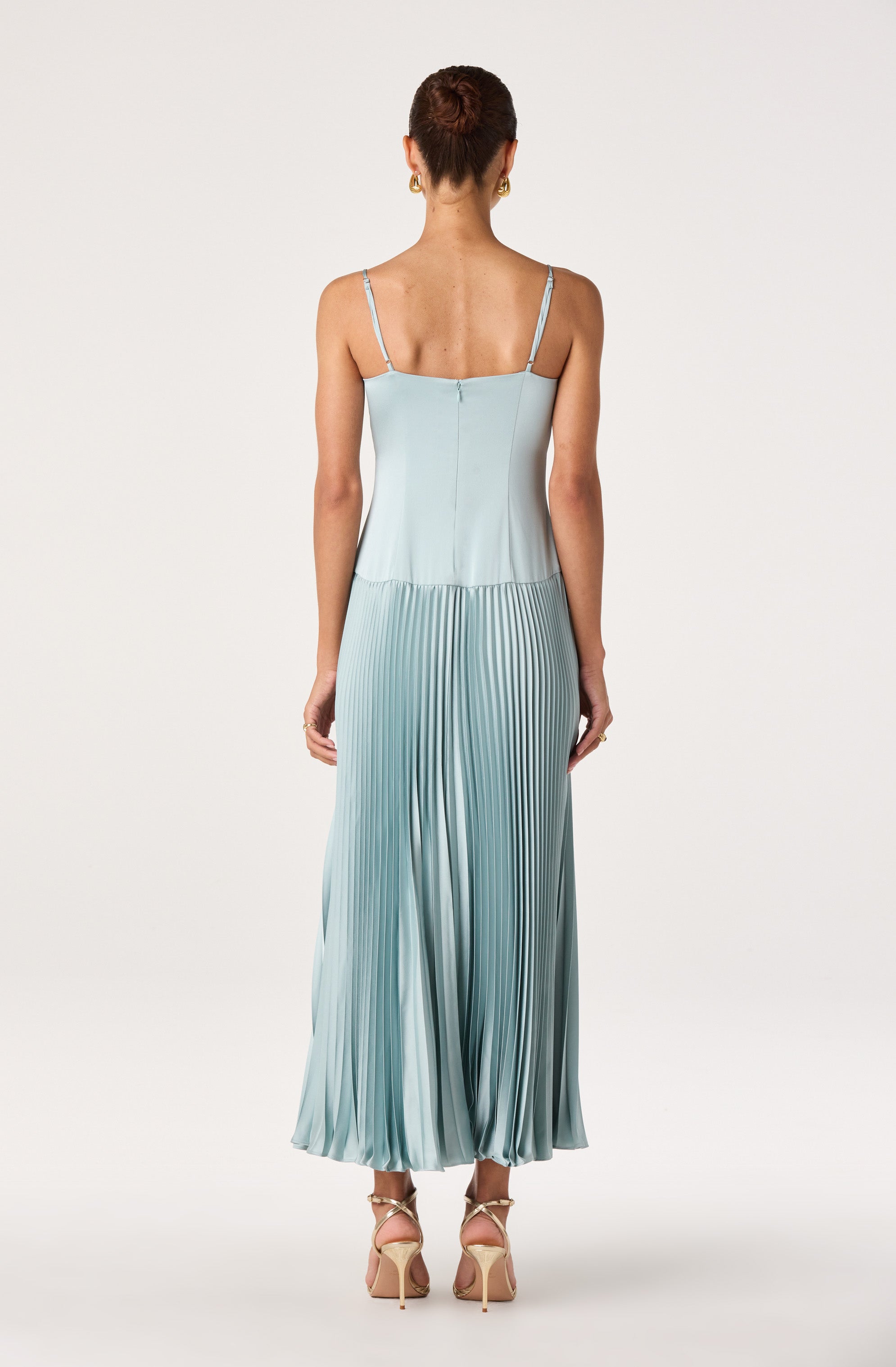 Pleated Drop Waist Maxi Dress