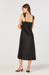 Lace Trim Satin Slip Midi Dress