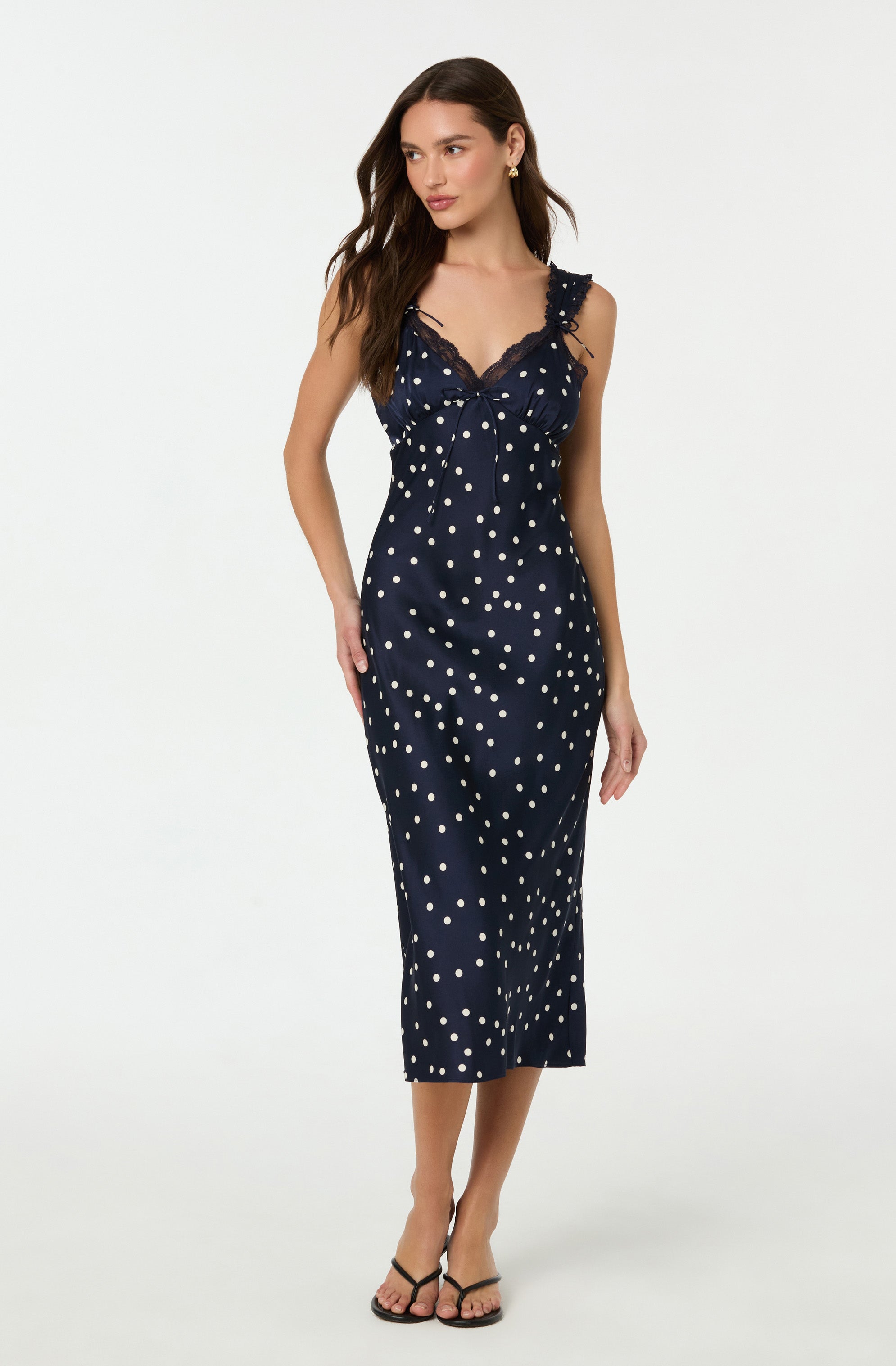 Lace Trim Midi Slip Dress
